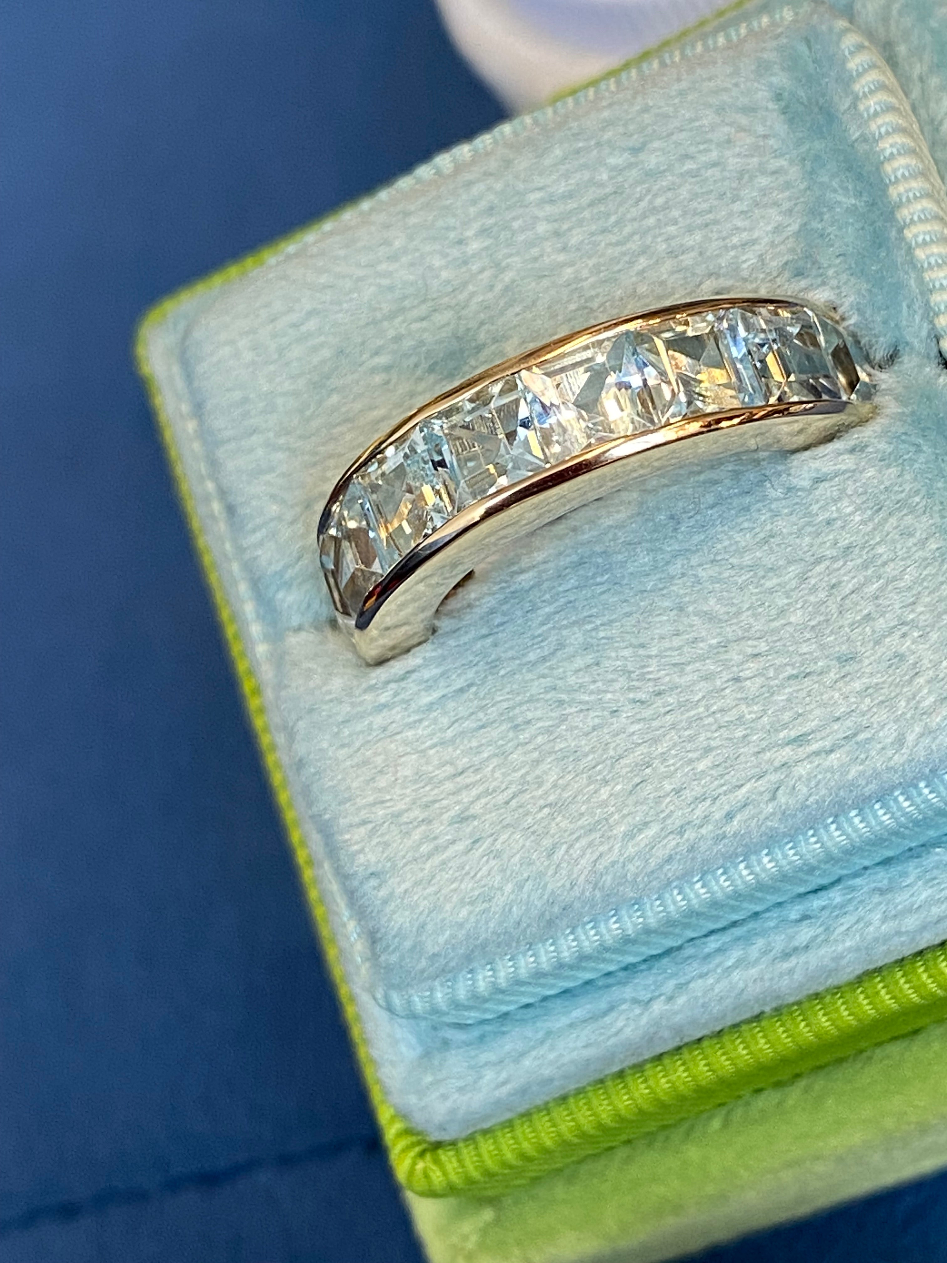 Stunning 2.33 CTW Aquamarine Eternity Ring in 9ct White Gold
