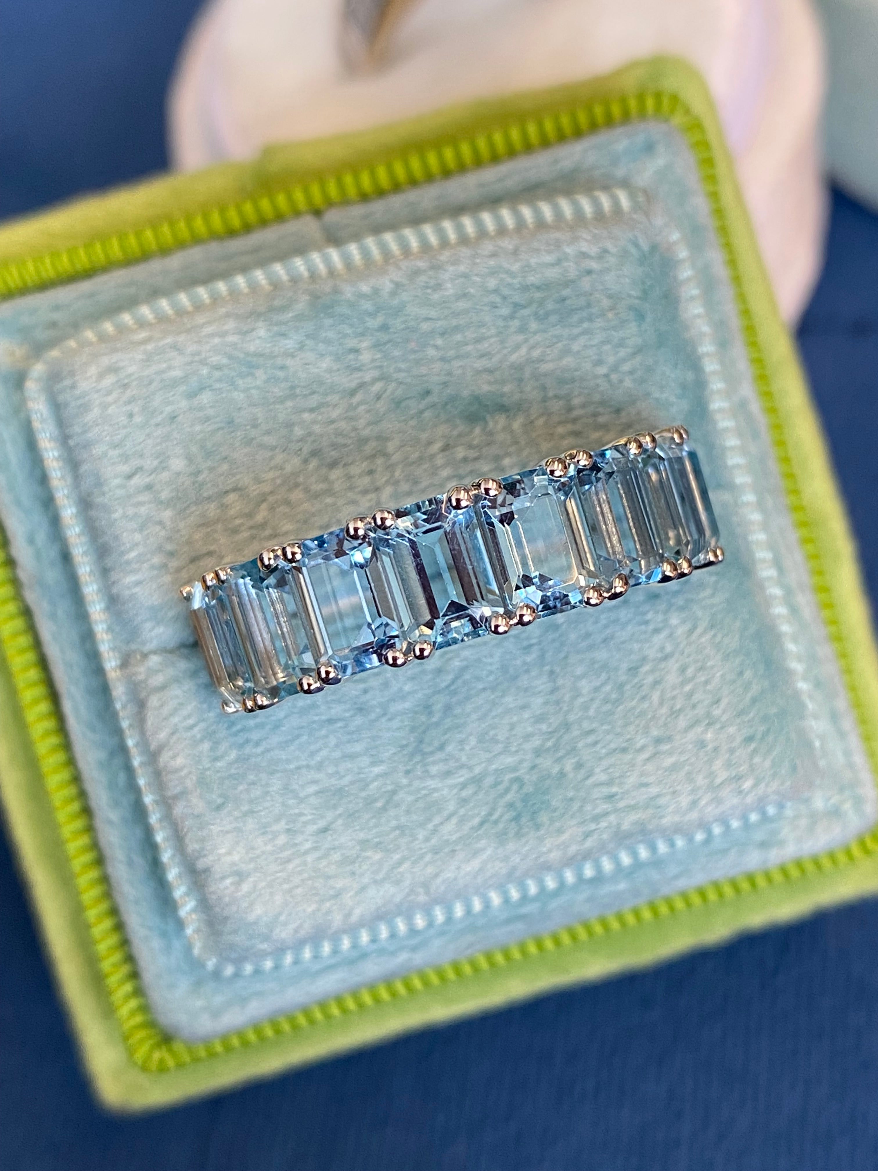 4.34 CTW Aquamarine Eternity Ring in 9ct White Gold
