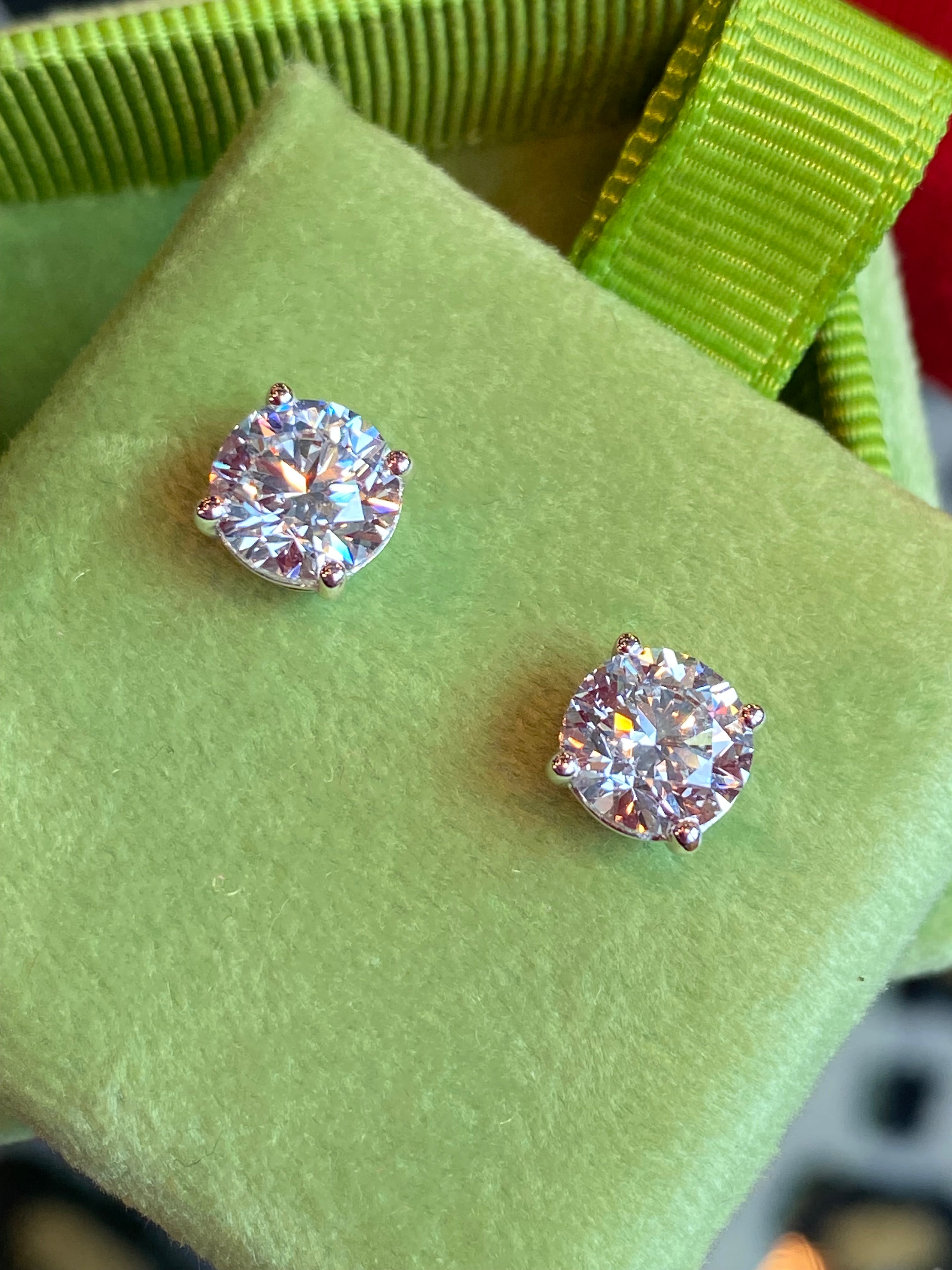 3.00 CTW Round Brilliant Lab Grown Diamond Stud Earrings in 9ct White Gold, F Colour / VS Clarity