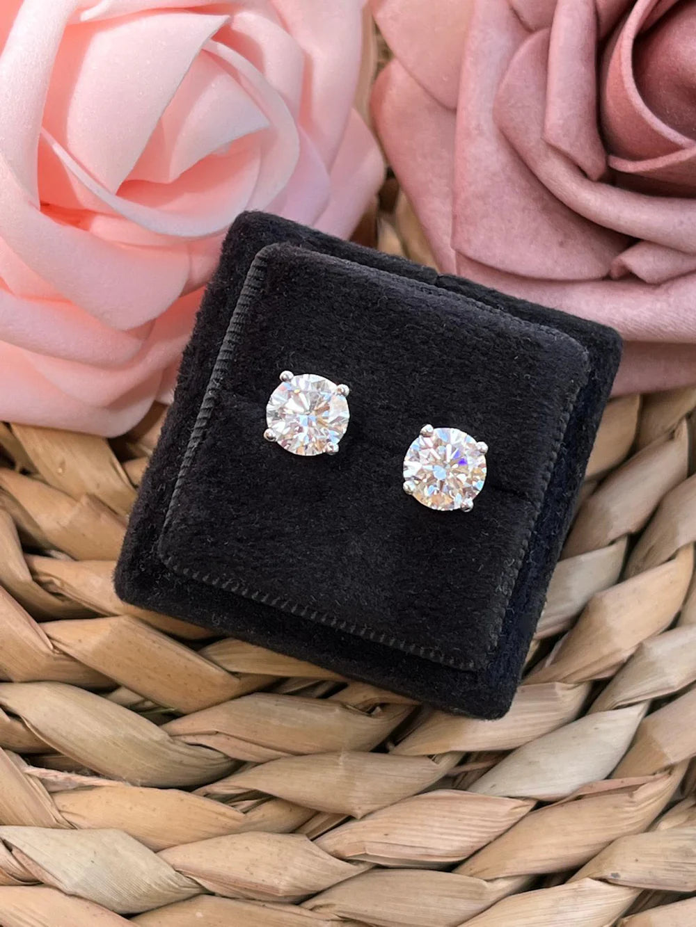 3.00 CTW + Lab Grown Diamond Solitaire Stud Earrings, at Least F Colour / VVS Clarity