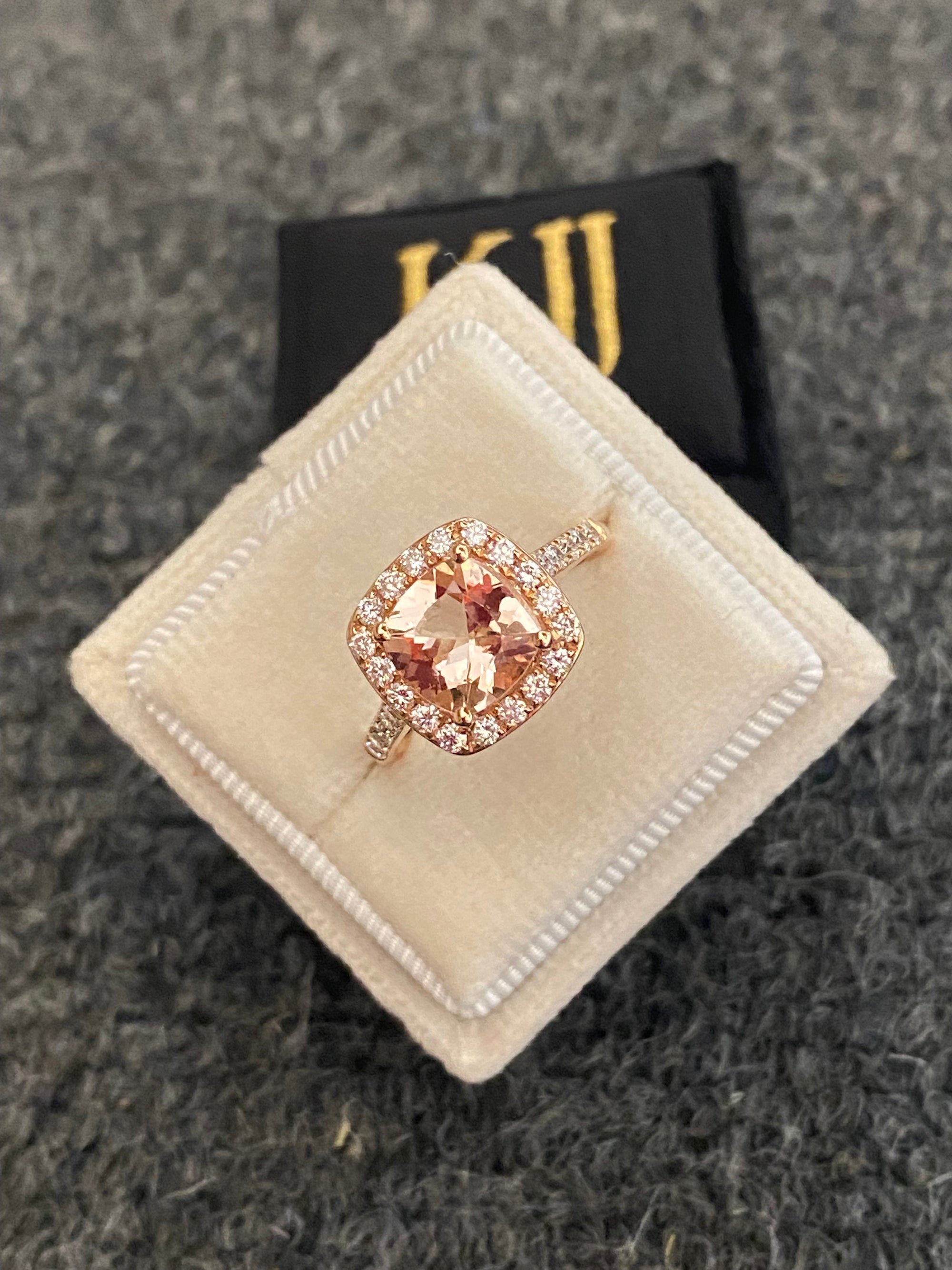 1.63 Carat Morganite and Natural Diamond Ring in 18ct Rose Gold