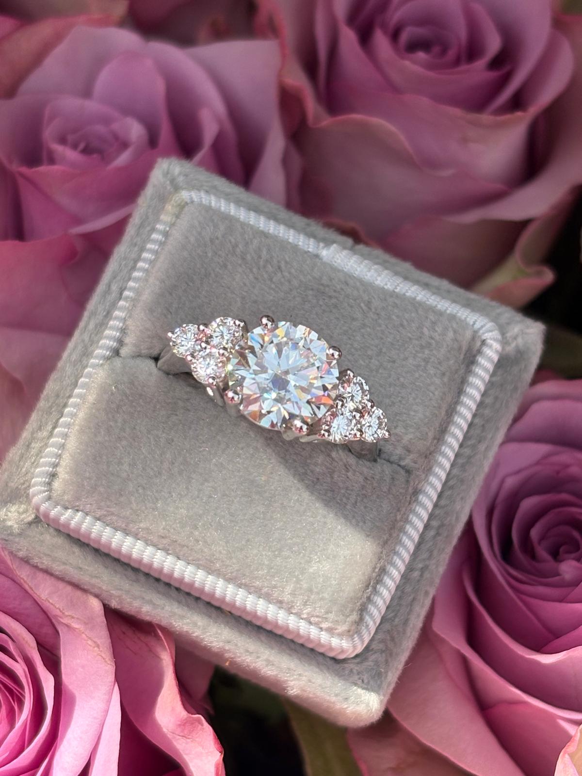 3.15 CTW Round Cut Trefoil Moissanite Three Stone Style Ring in Sterling Silver