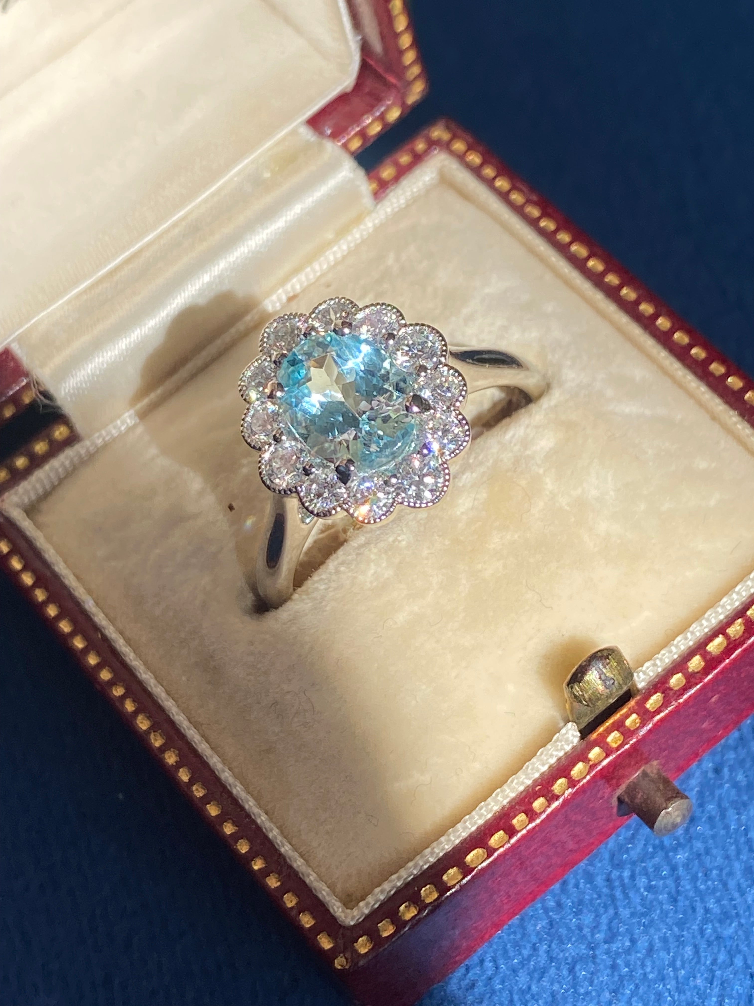 1.63 CTW Aquamarine and Diamond Ring in Platinum