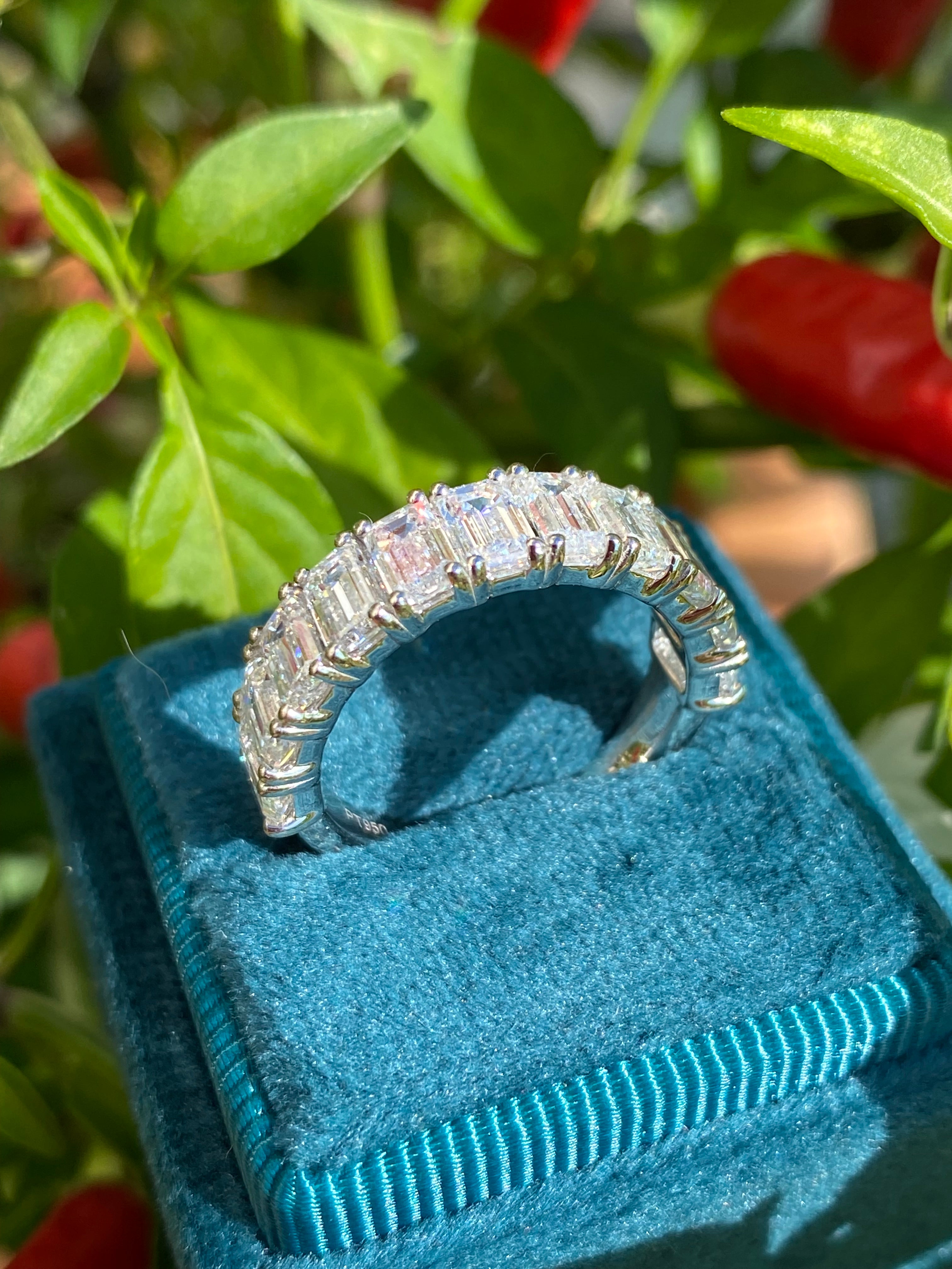 3.46 CTW Emerald Cut Lab Grown Diamond Half Eternity Ring in Platinum