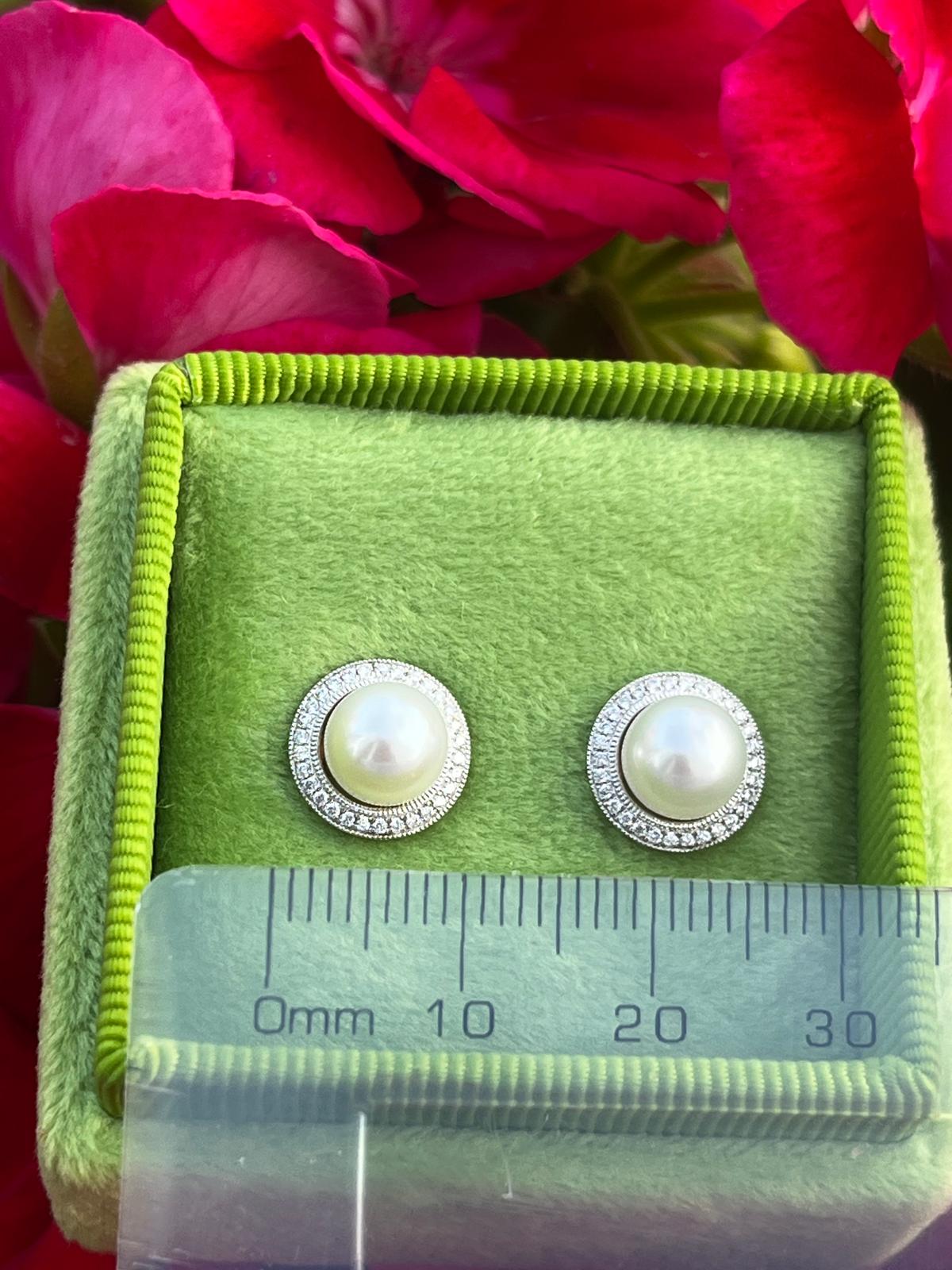 Pearl and Diamond Earrings in 18ct White Gold