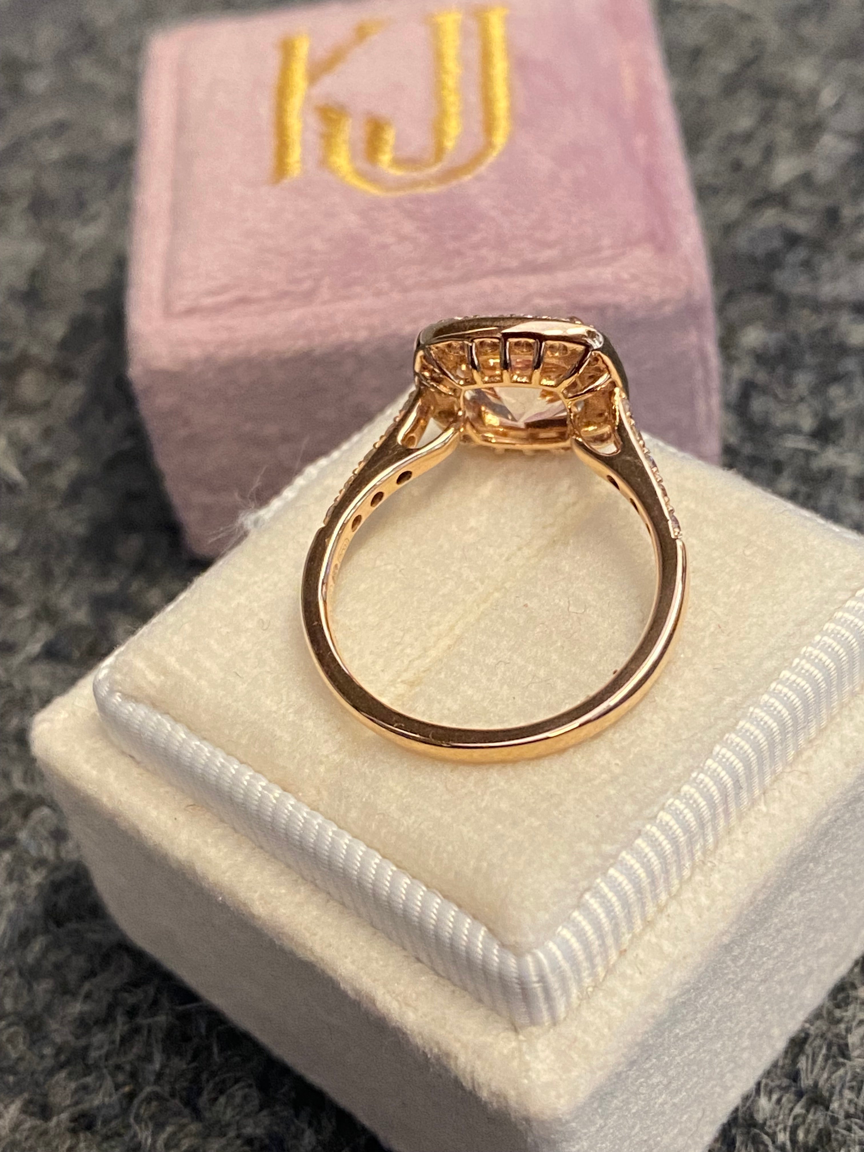 1.63 Carat Morganite and Natural Diamond Ring in 18ct Rose Gold