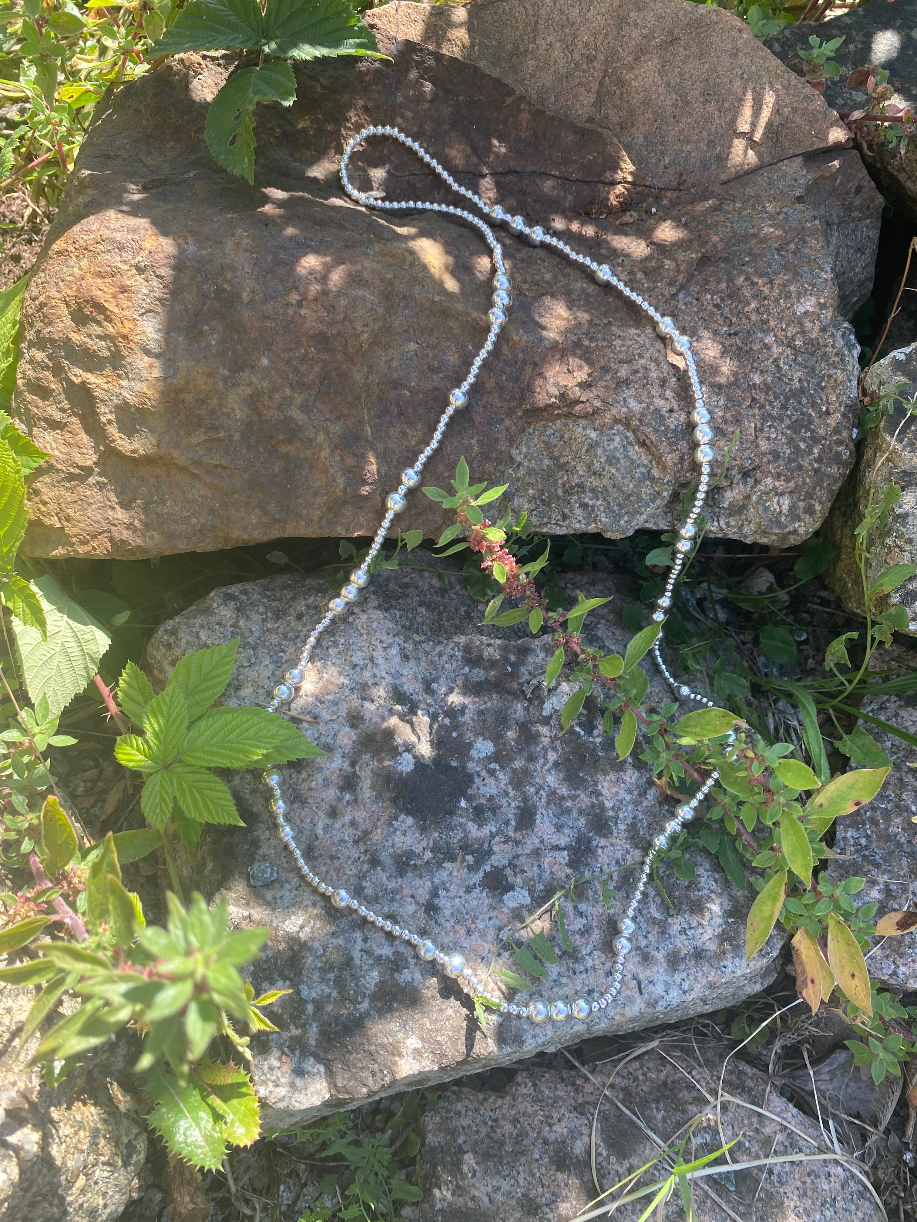 Opera Length Statement Sterling Silver Necklace