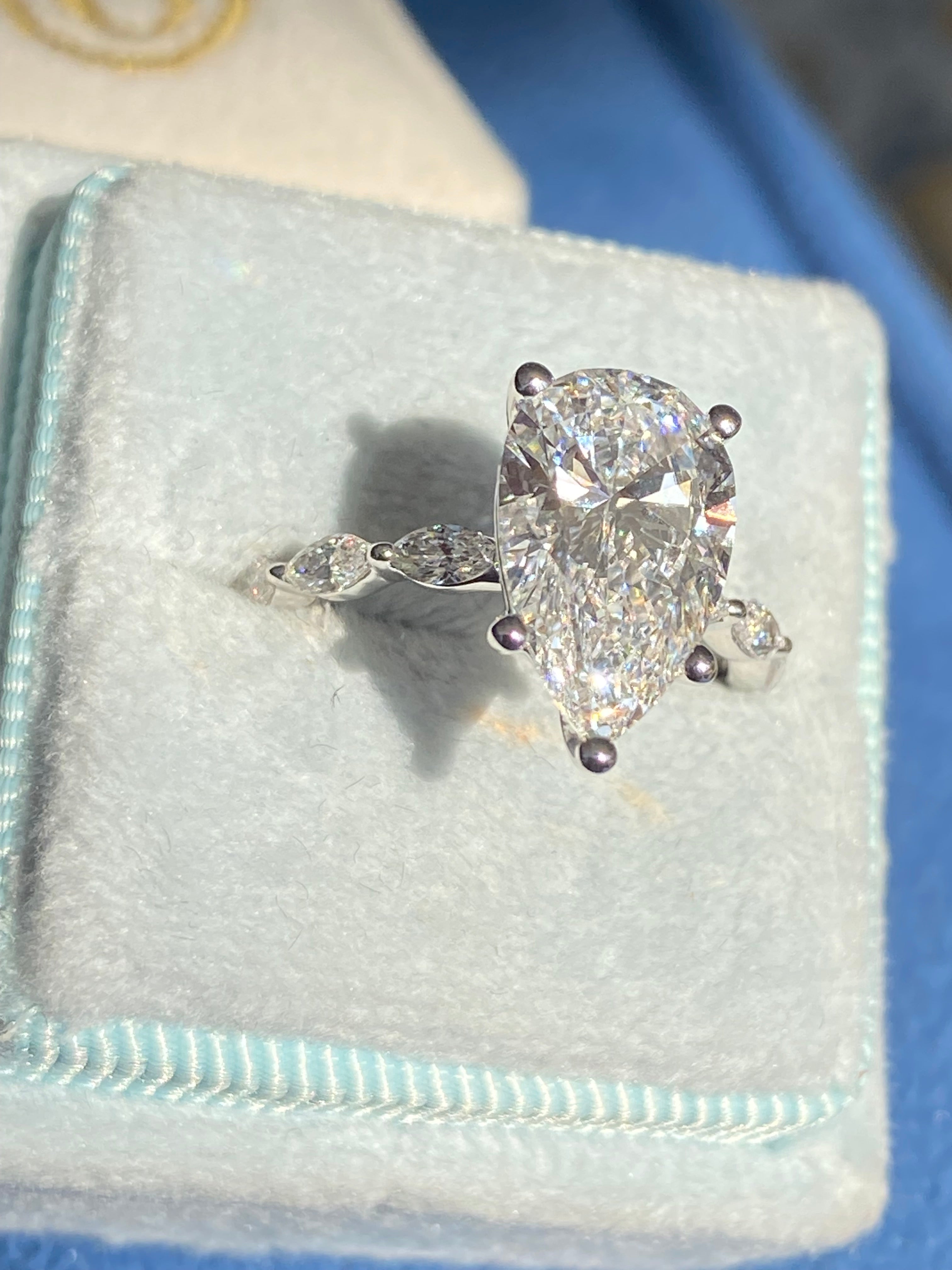 3.05 Carat Pear Cut D Colour Lab Diamond Solitaire Engagement Ring in Platinum
