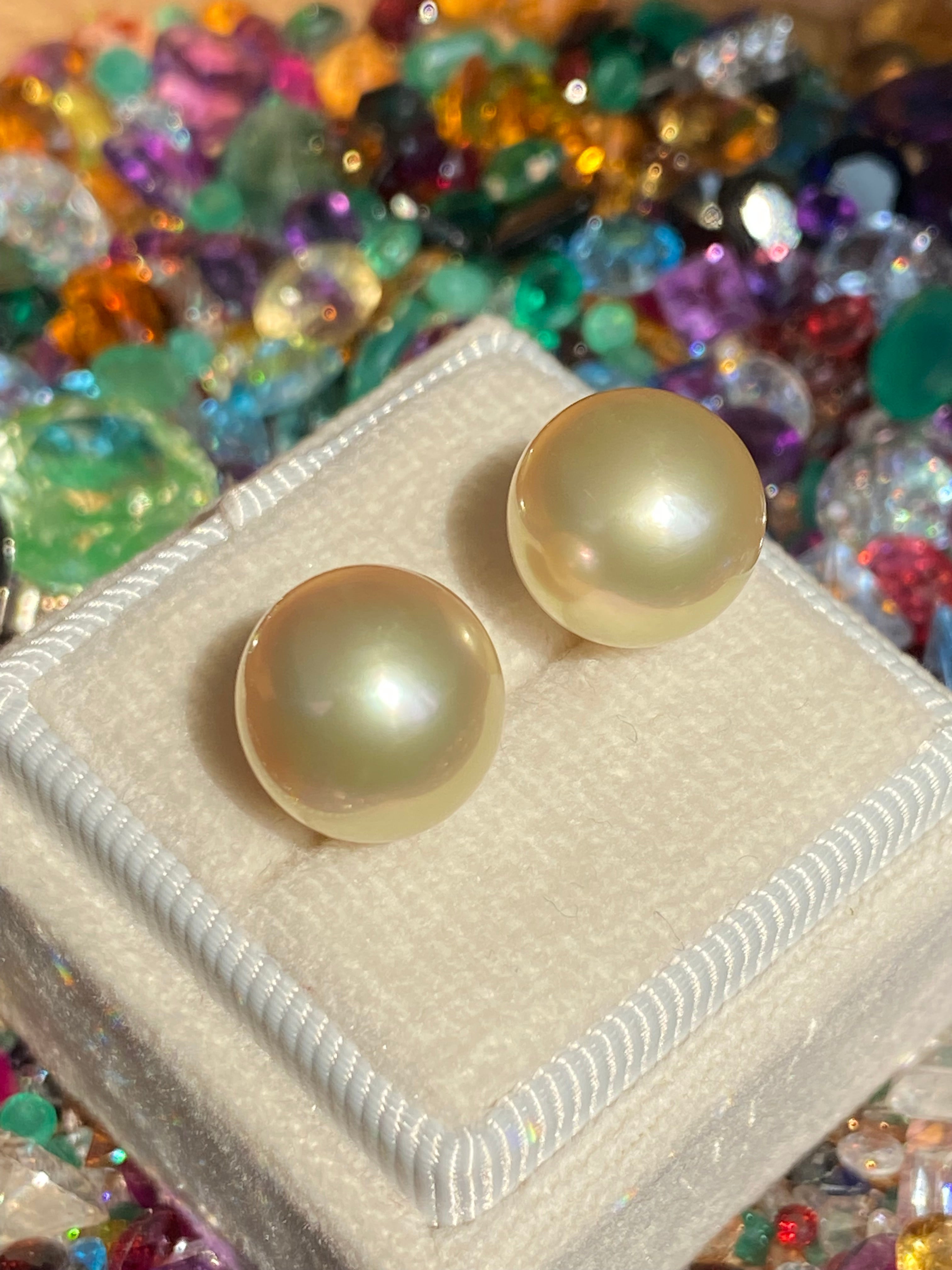 South Sea Pearl Stud Earrings in 18ct Yellow Gold