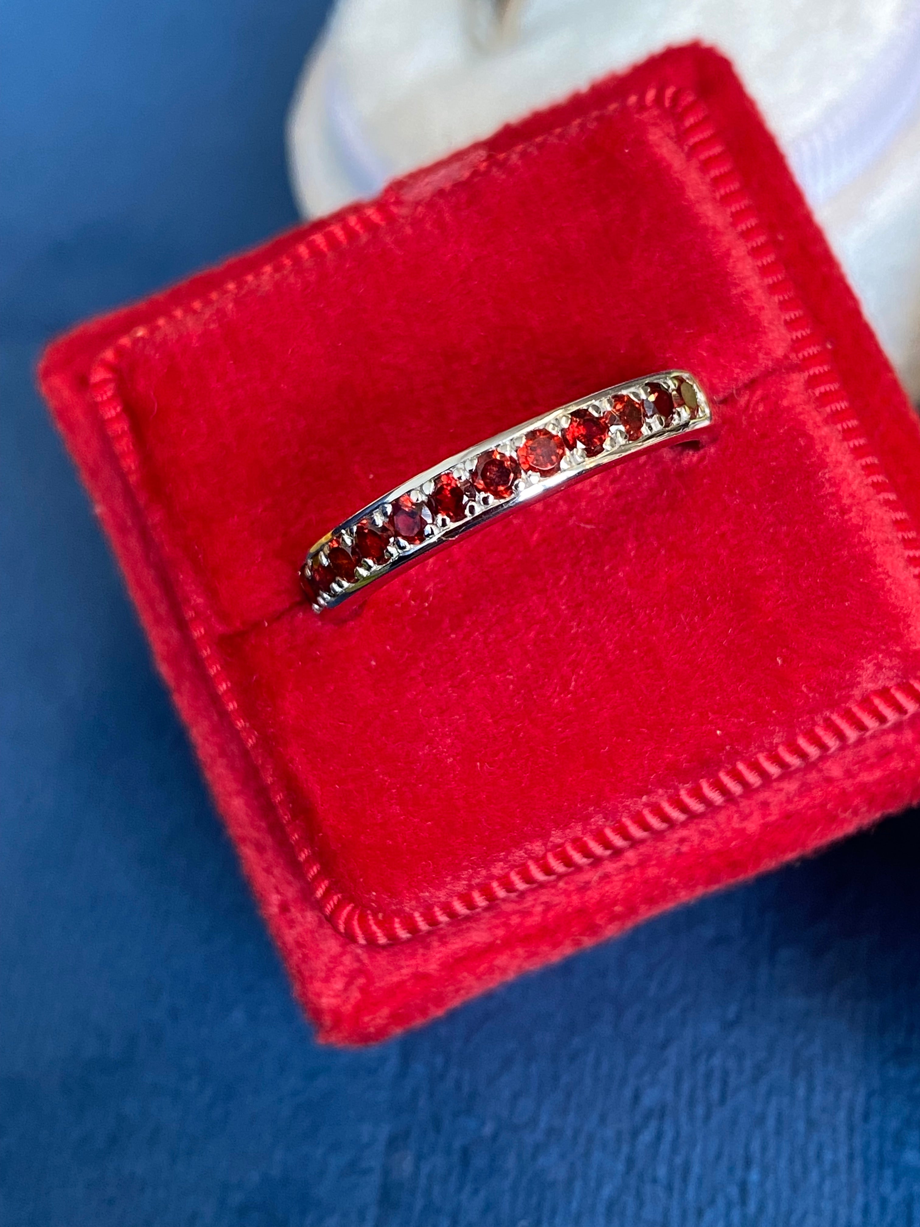 0.50ctw Red Garnet Eternity Stacking Ring in Sterling Silver