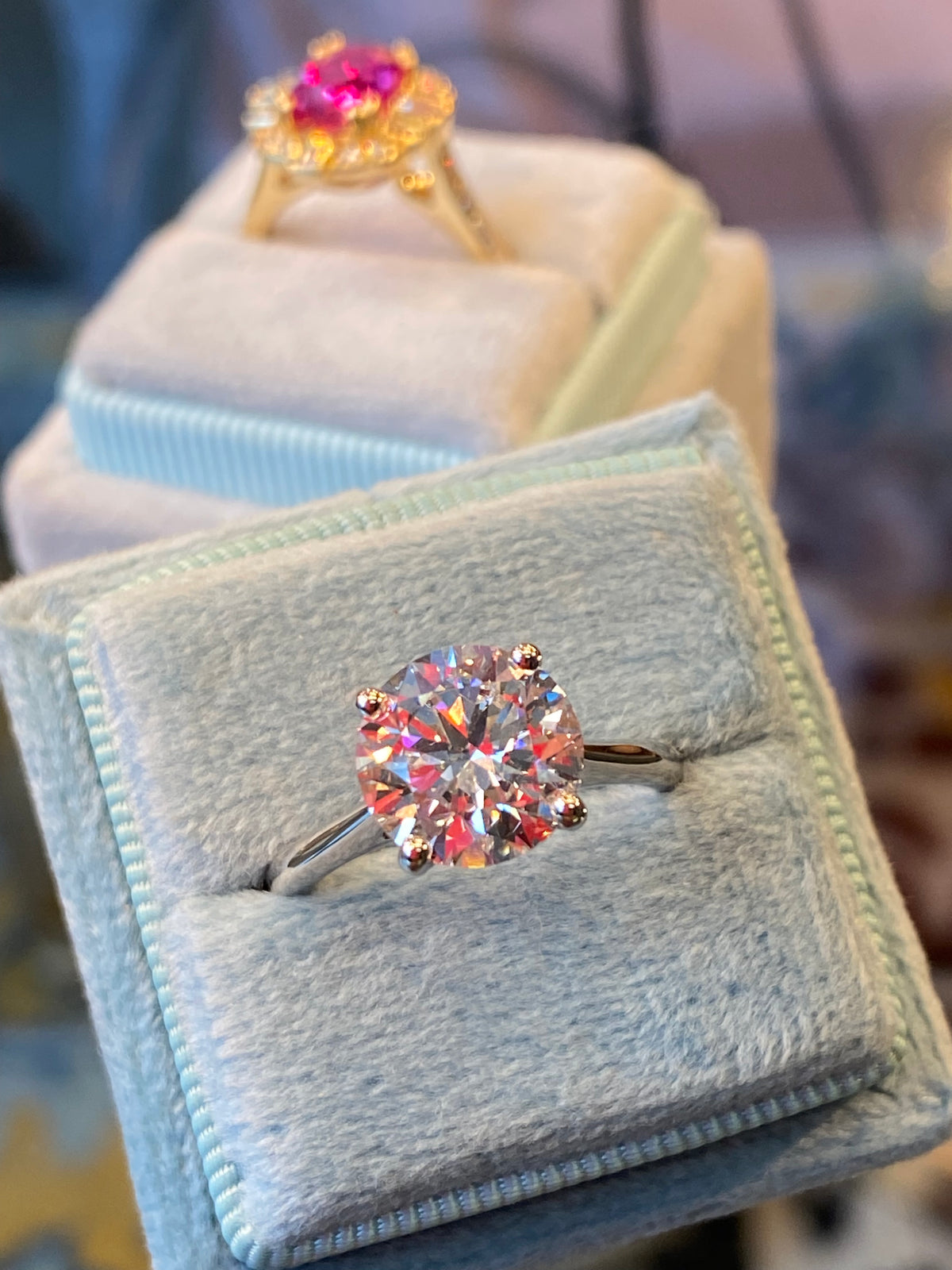 3.03 Carat Round Cut D Colour Lab Diamond Solitaire Engagement Ring in Platinum