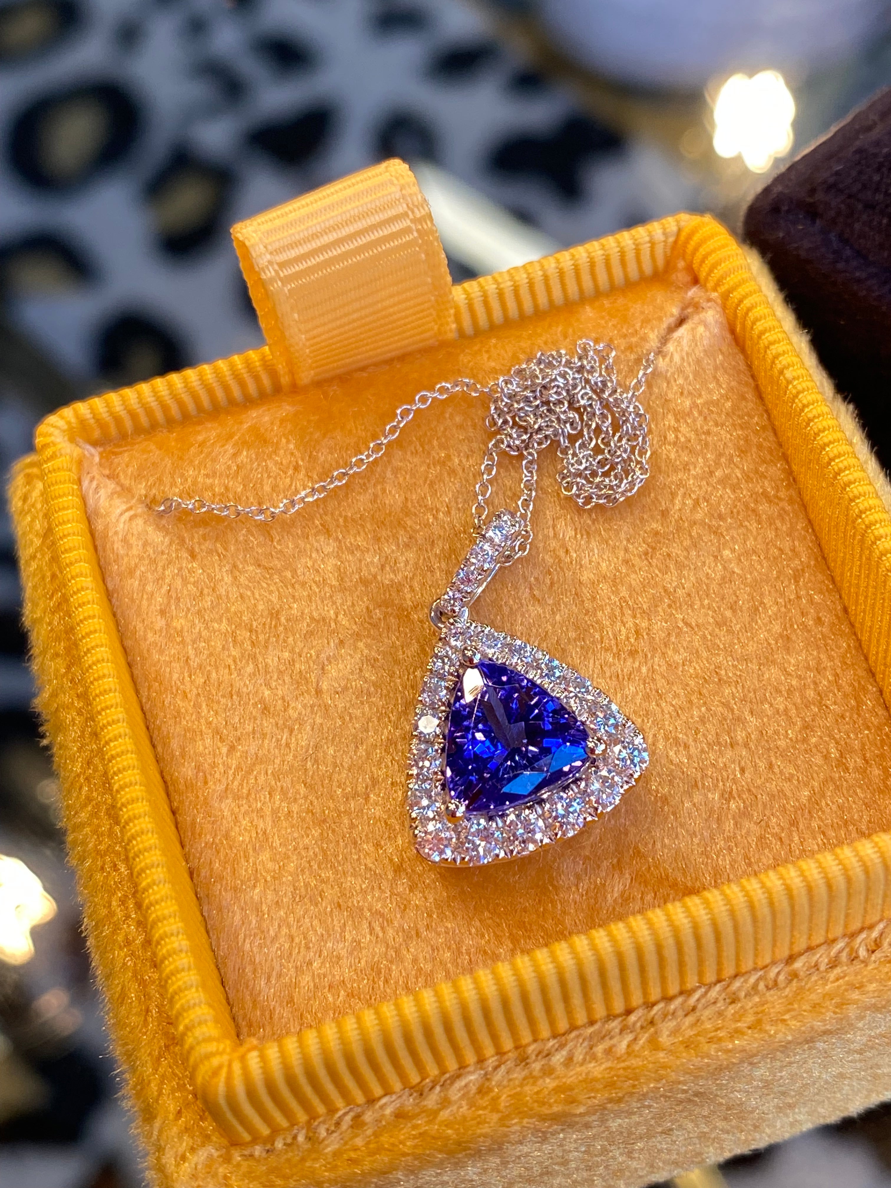 2.66 CTW Tanzanite and Diamond Pendant Necklace in Platinum