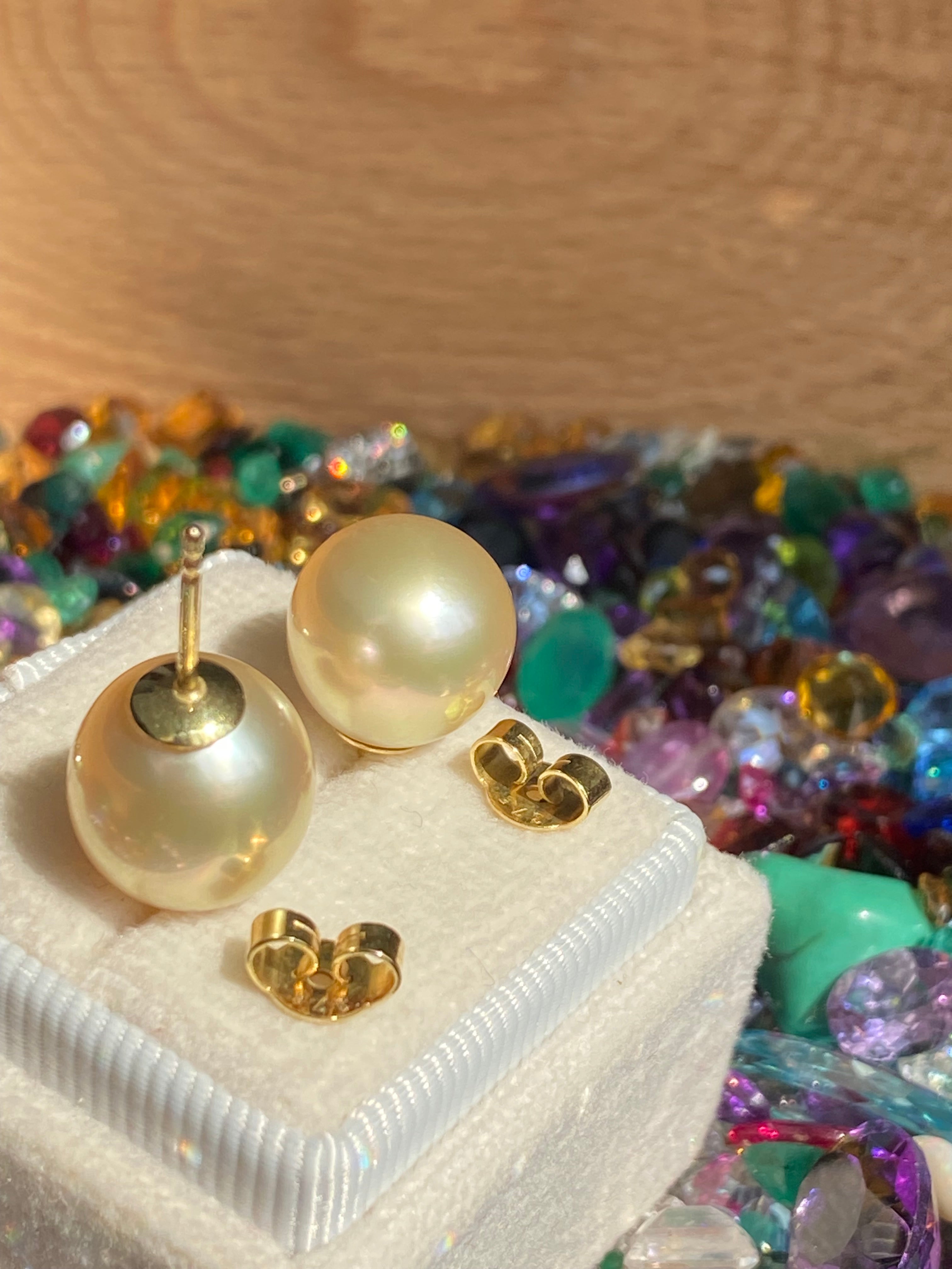 South Sea Pearl Stud Earrings in 18ct Yellow Gold