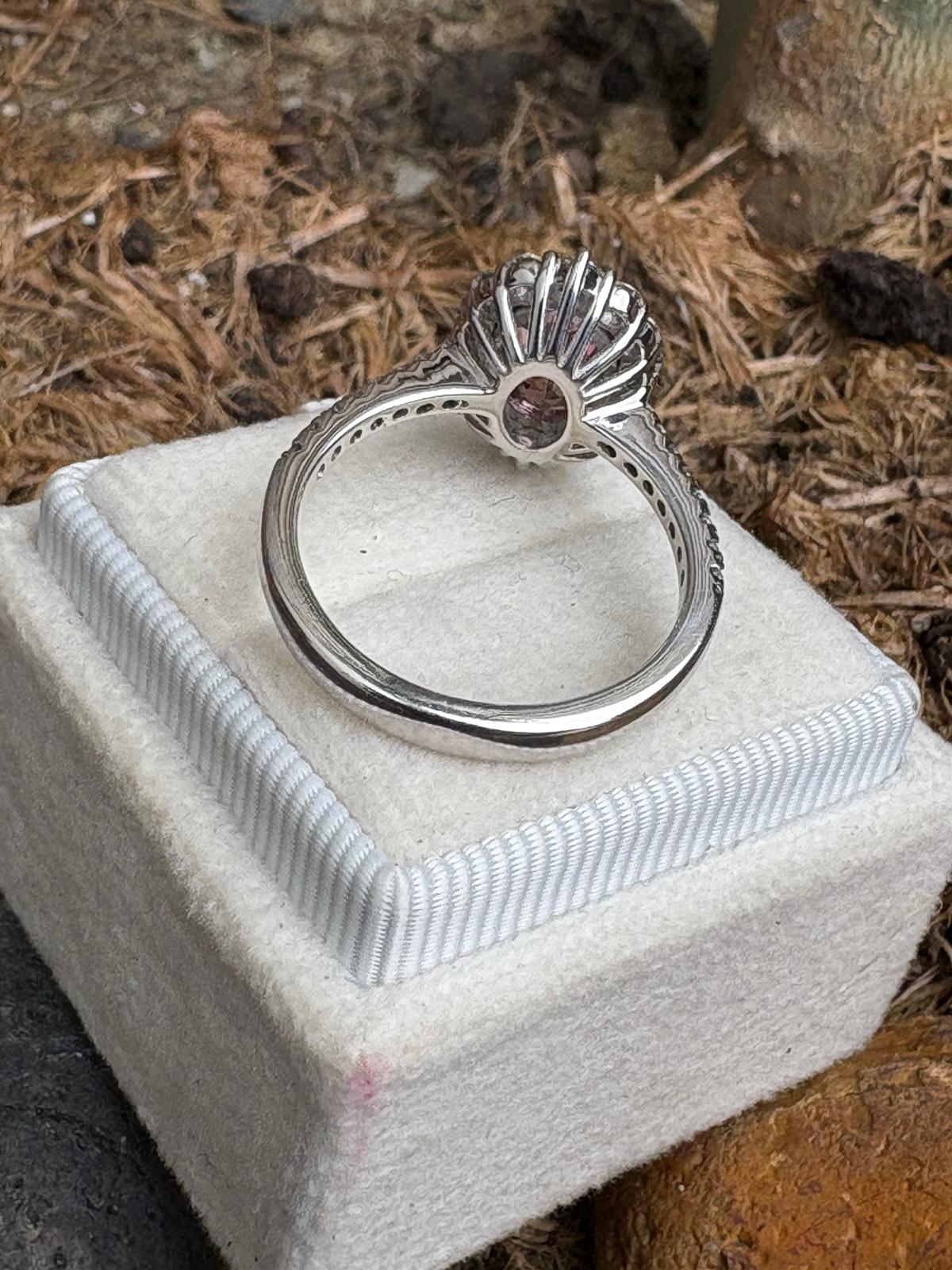 2.05 Carat Pink Tourmaline and Moissanite Ring in Sterling Silver