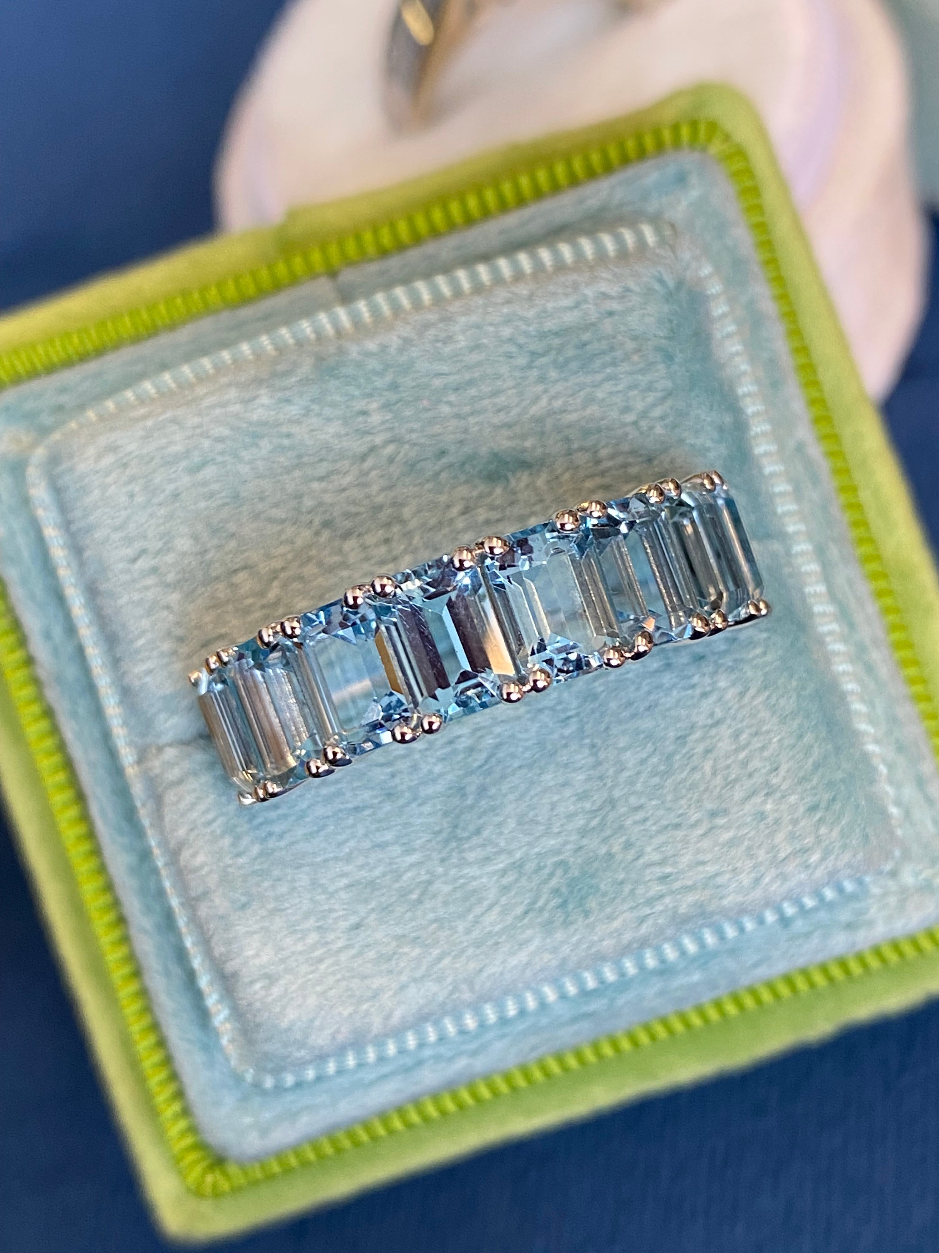4.34 CTW Aquamarine Eternity Ring in 9ct White Gold
