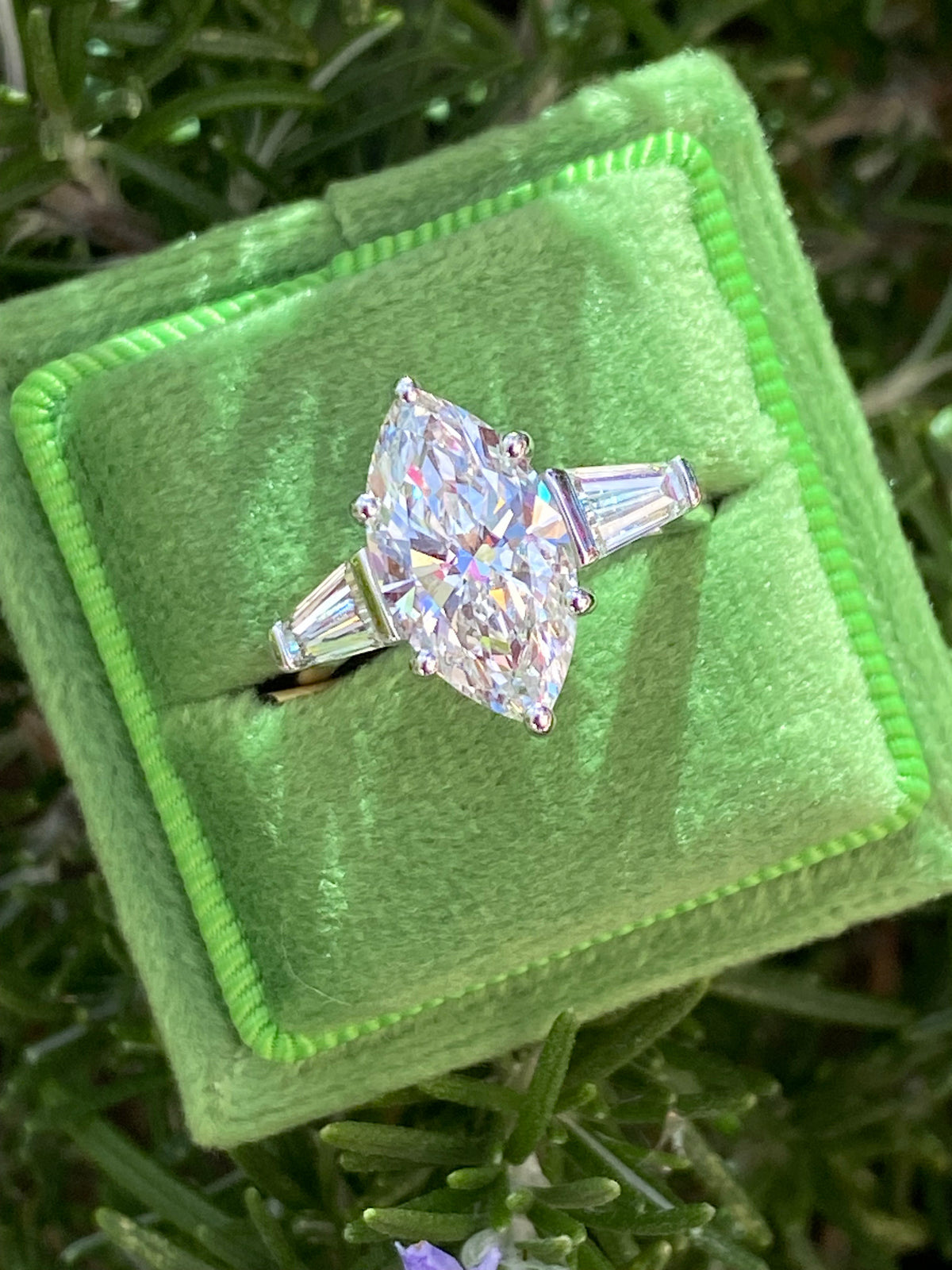 3.98 CTW Marquise Cut Lab Diamond Engagement Ring in Platinum