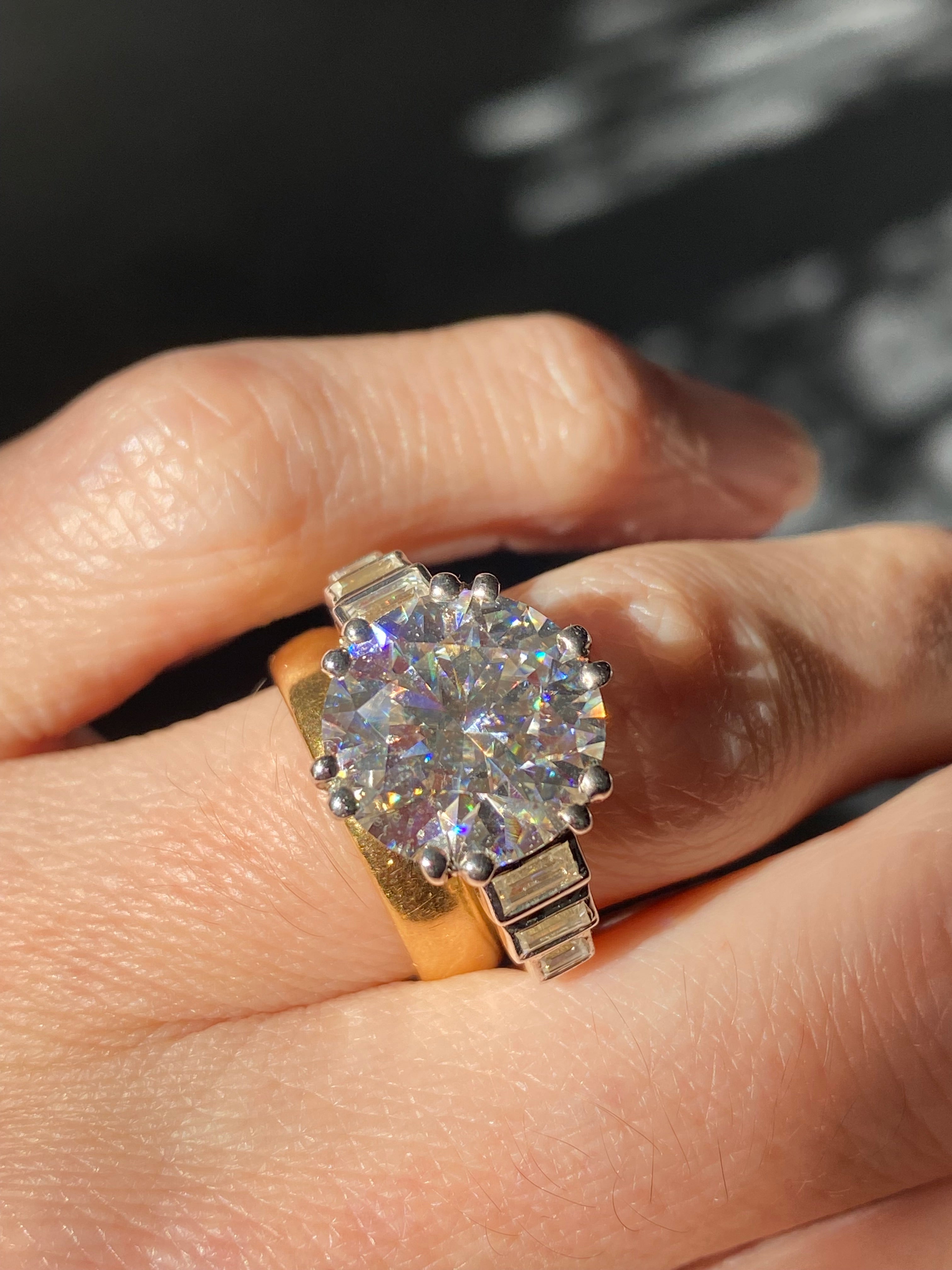 6.45 CTW Round Brilliant Cut Moissanite Solitaire Engagement Ring in Sterling Silver