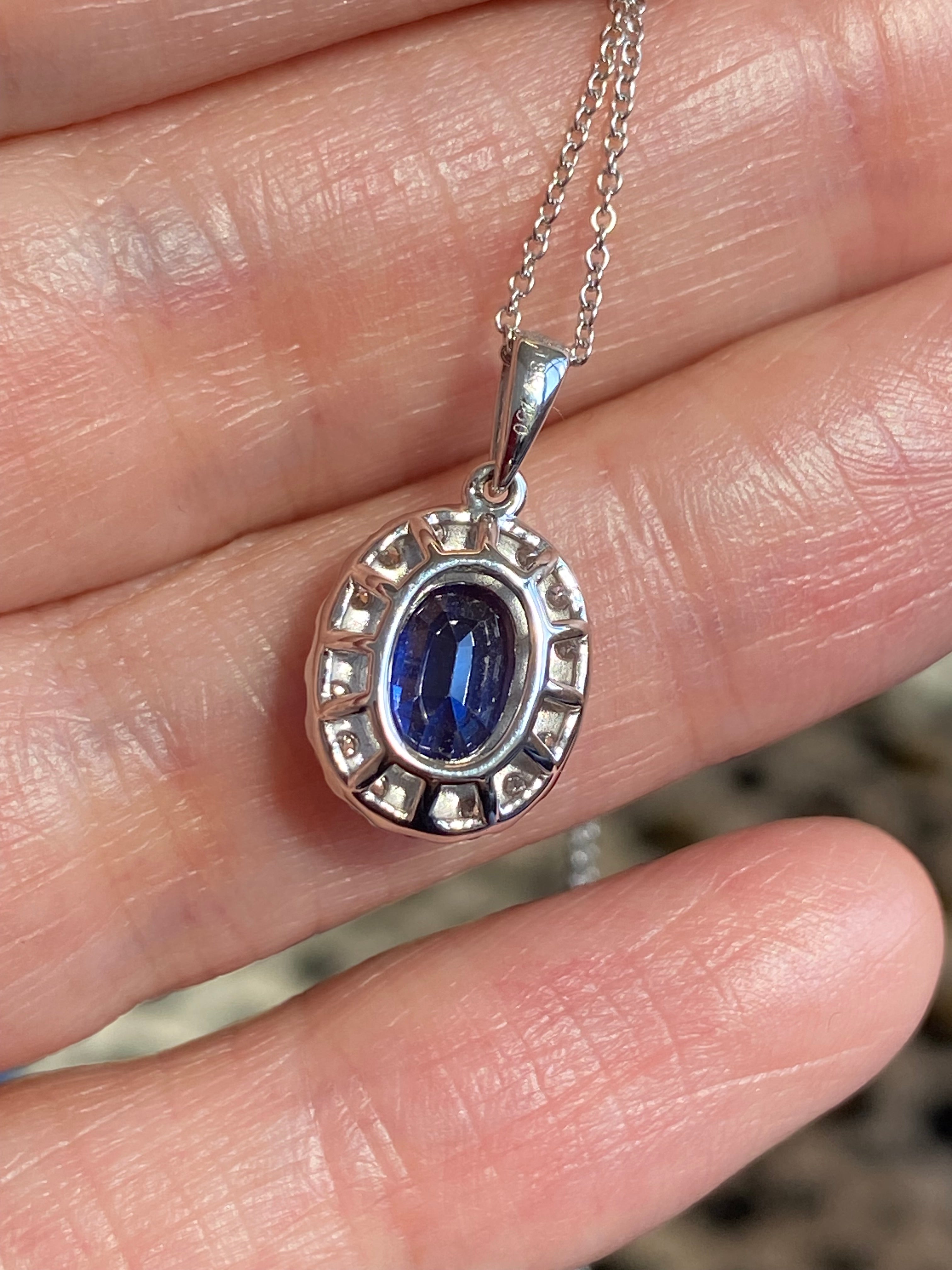 2.63 CTW Kyanite and Natural Diamond Pendant Necklace in 18ct White Gold