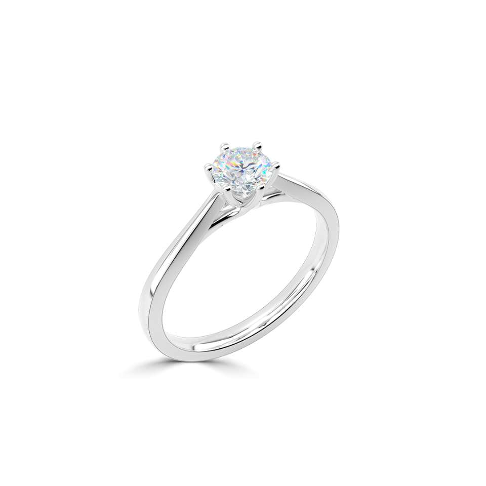 2.00 CT + Round Brilliant Lab Grown Diamond Six Claw Solitaire Engagement Ring, at Least F Colour / VVS Clarity