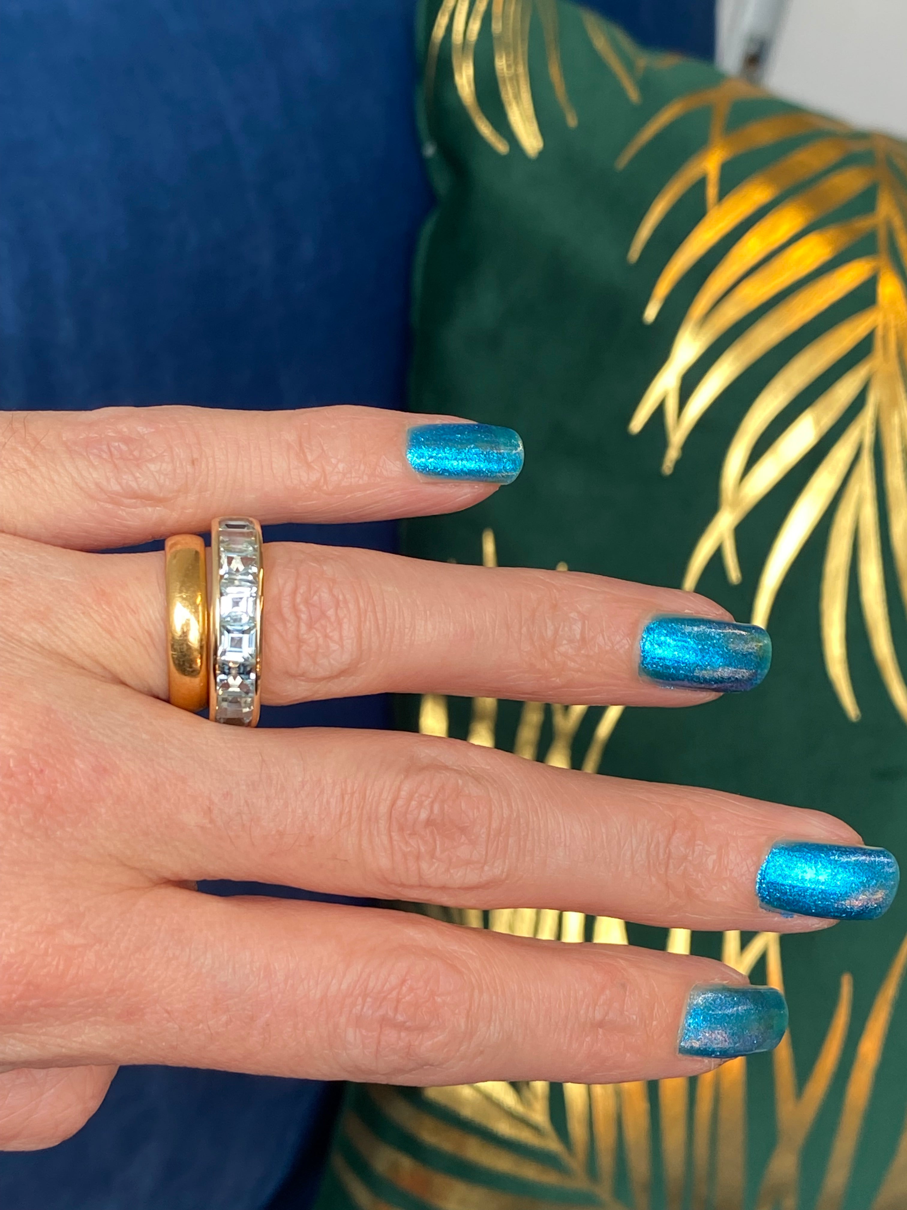 Stunning 2.33 CTW Aquamarine Eternity Ring in 9ct White Gold