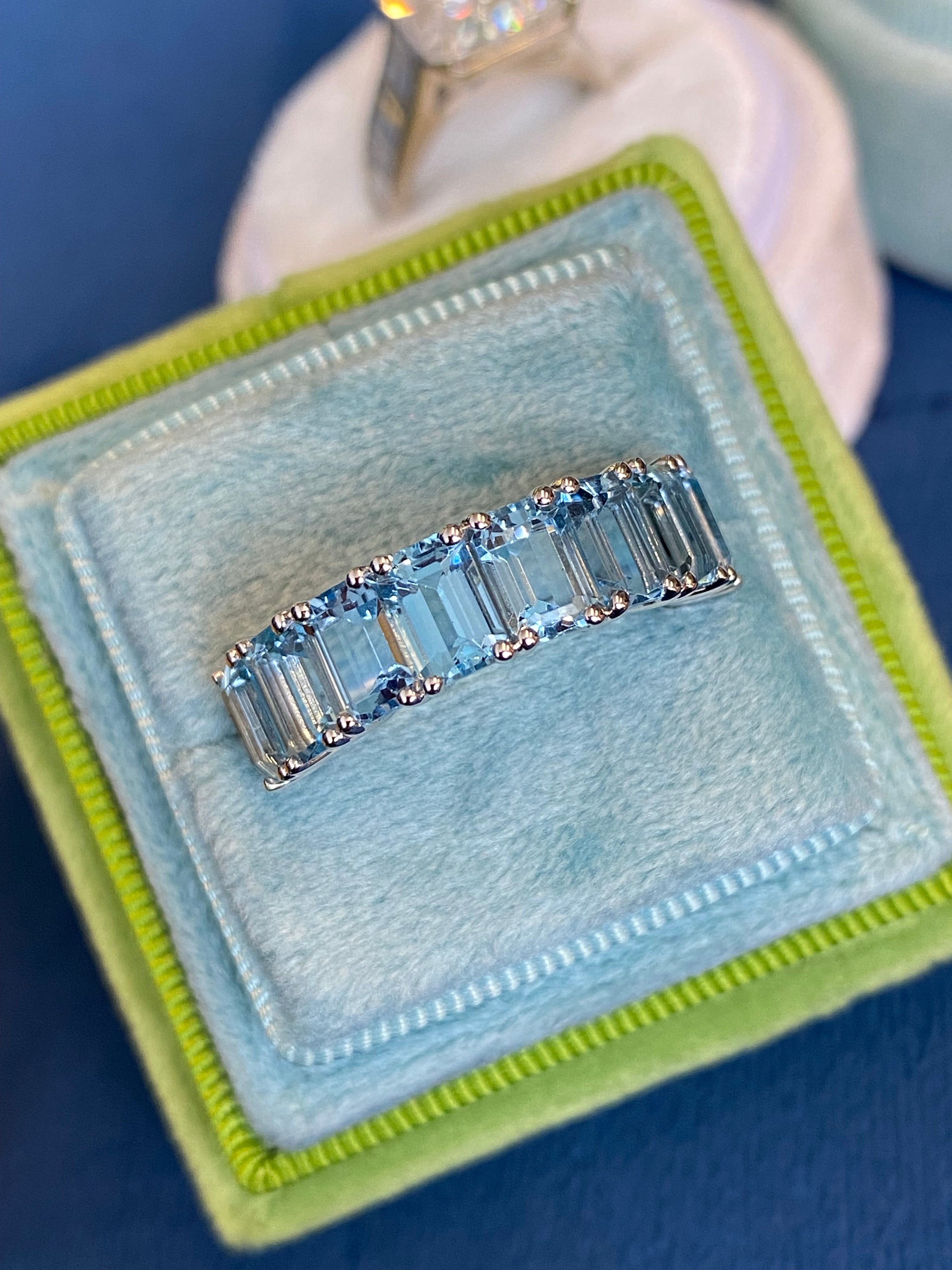 4.34 CTW Aquamarine Eternity Ring in 9ct White Gold