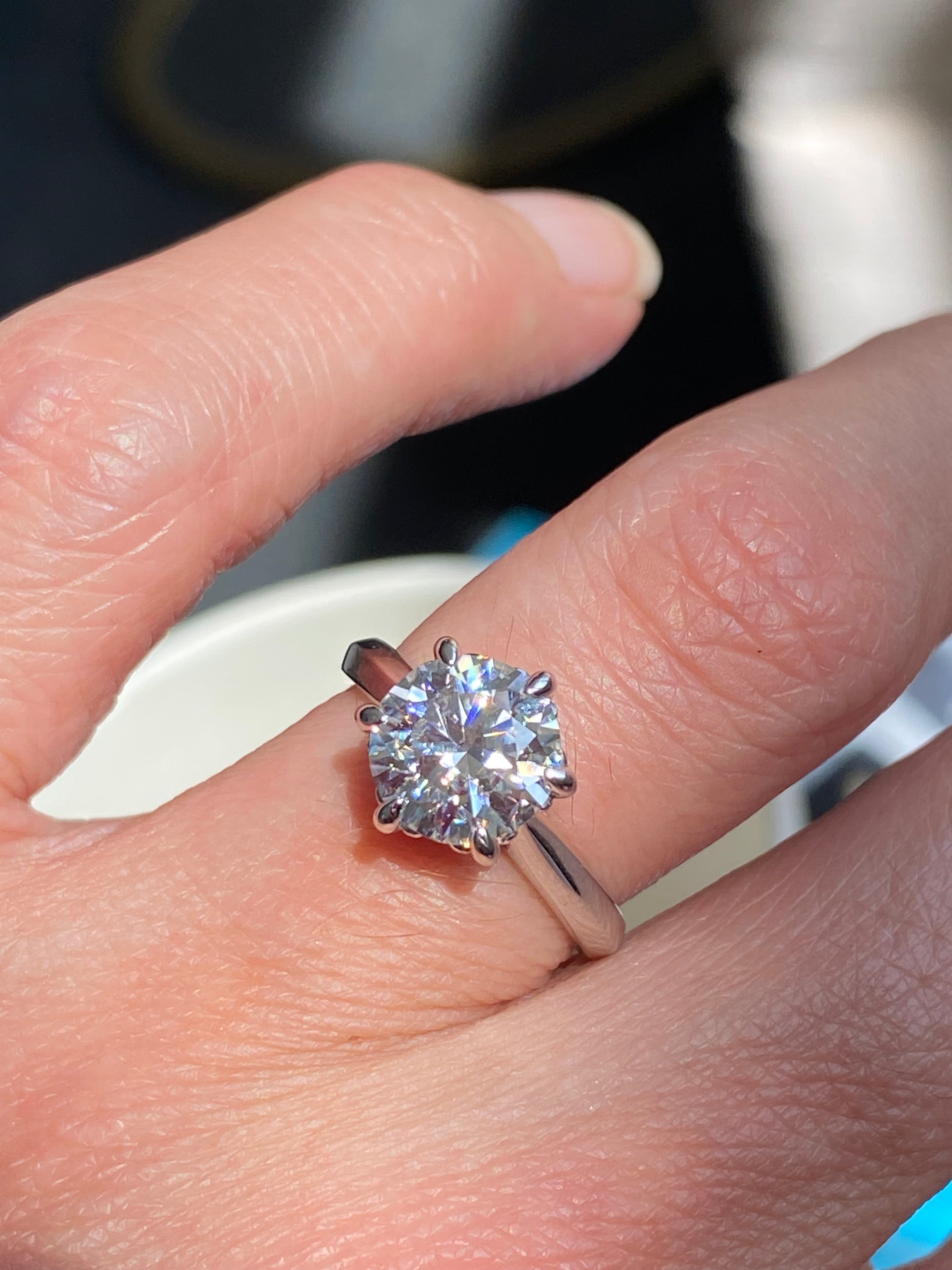 2.00 Carat Knife Edge Round Brilliant Moissanite Solitaire Ring