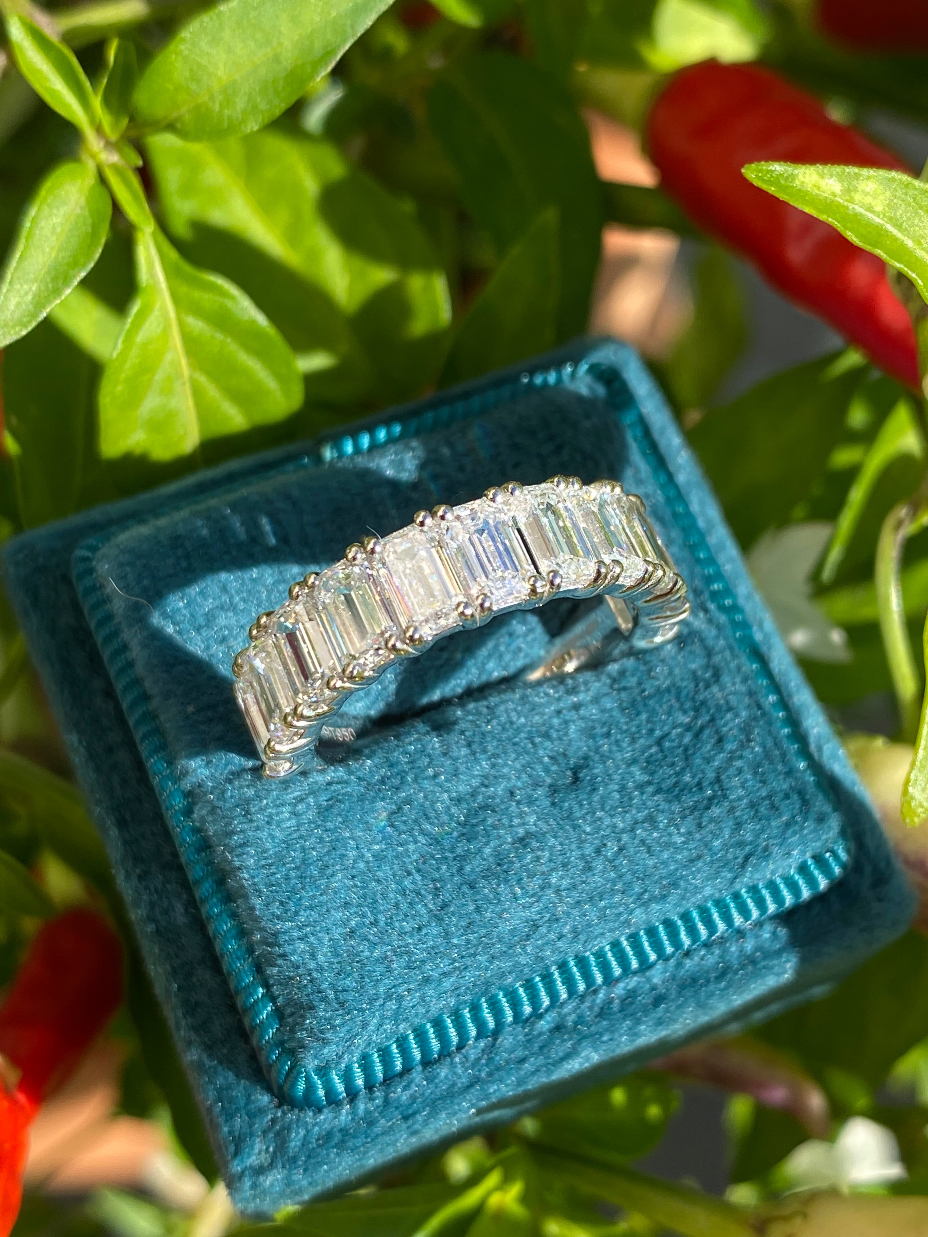 3.46 CTW Emerald Cut Lab Grown Diamond Half Eternity Ring in Platinum