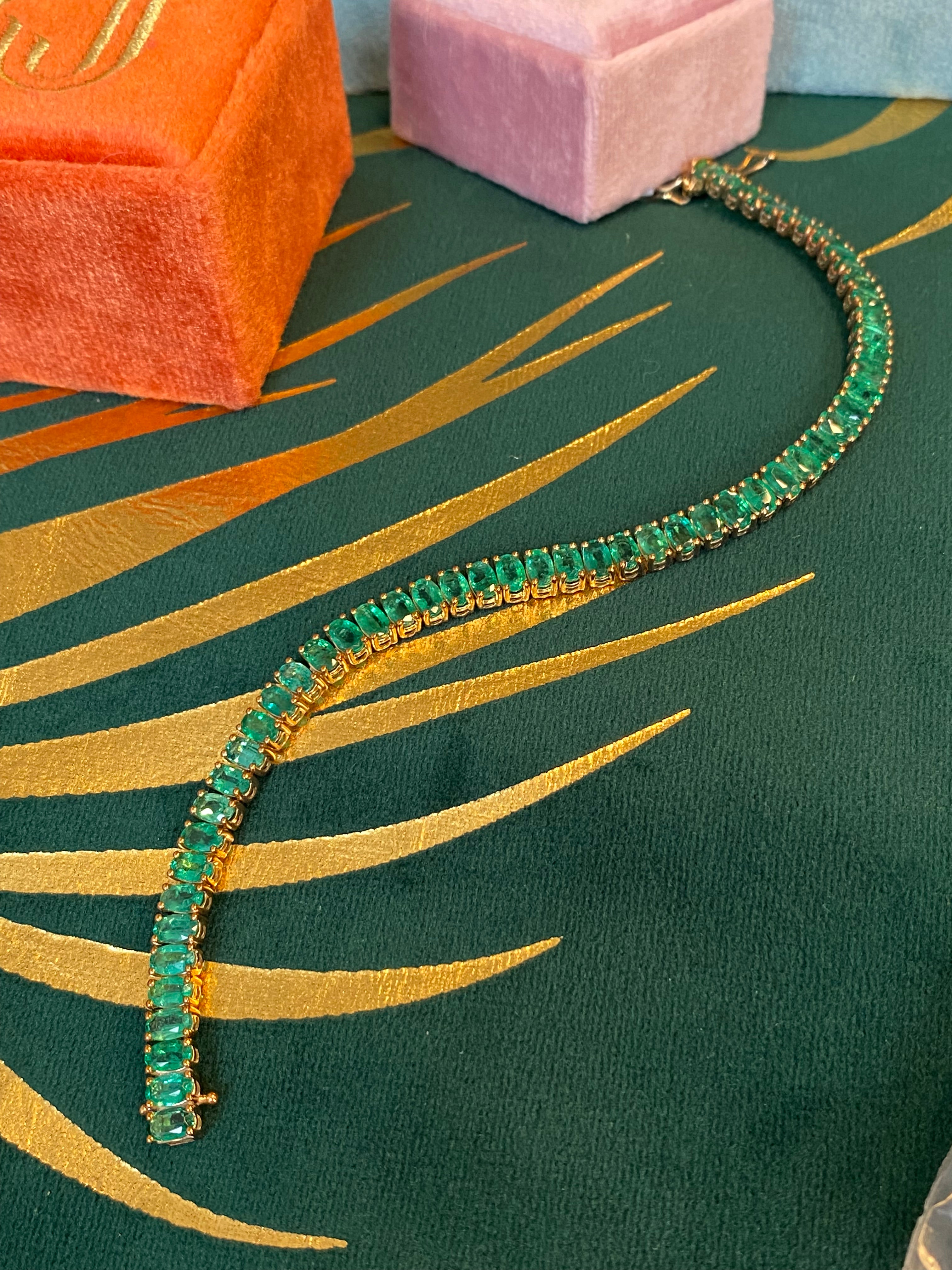 12.27 CTW Emerald Line Tennis Bracelet in 9ct Yellow Gold