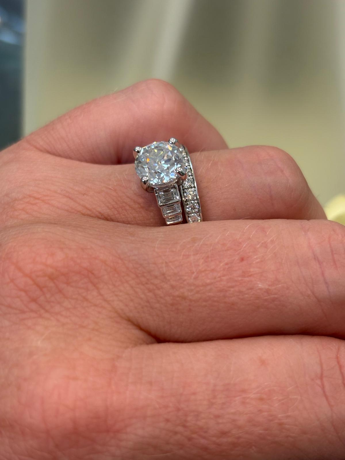 3.00 CTW Moissanite Art Deco Style Engagement Ring