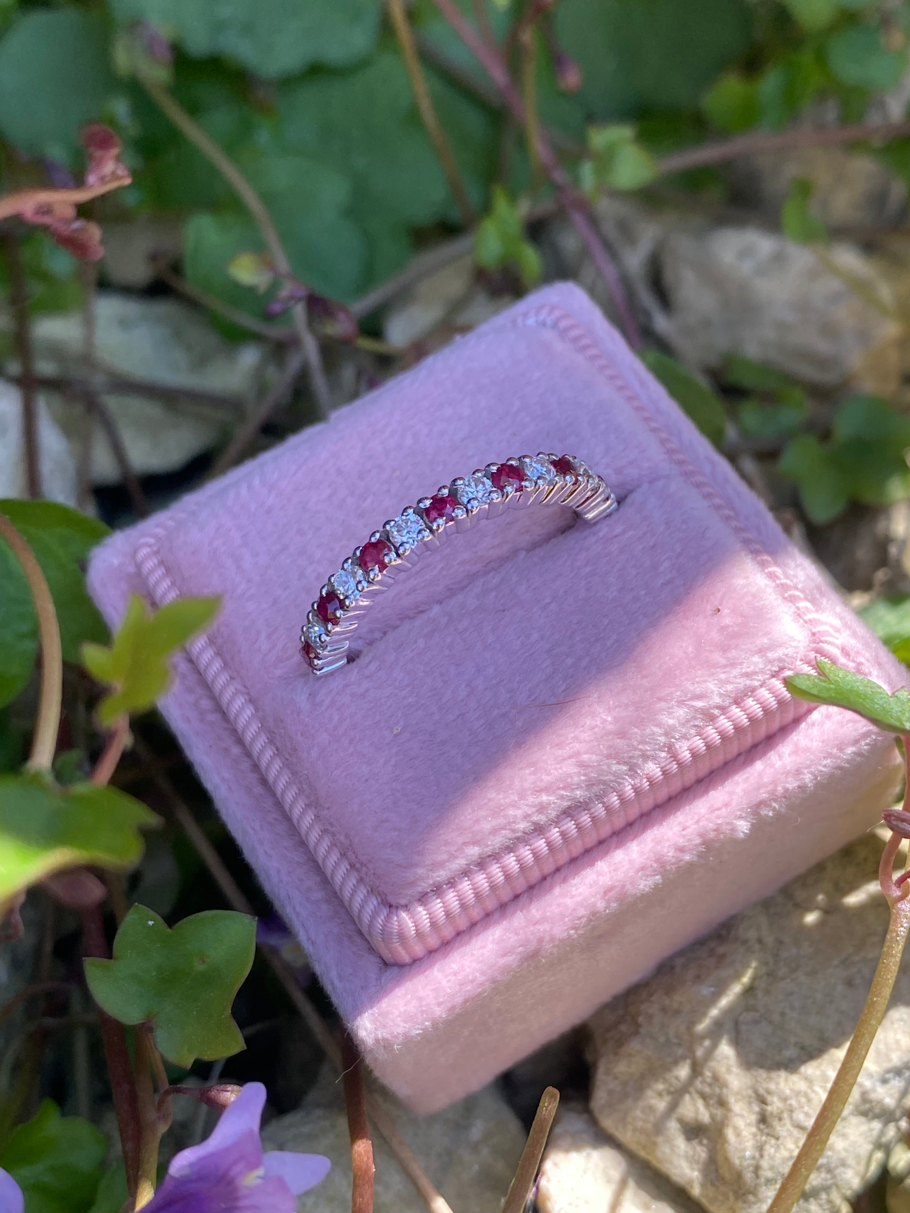 0.47ctw Natural Ruby and Moissanite Eternity Stacking Ring