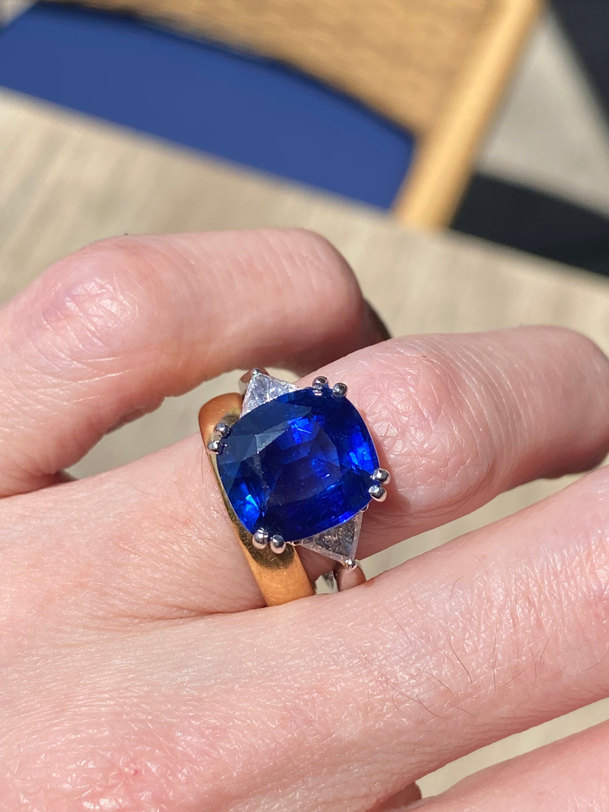 7.82 Carat GIA Certified Blue Ceylon Sapphire and Natural Diamond Engagement Ring in Platinum
