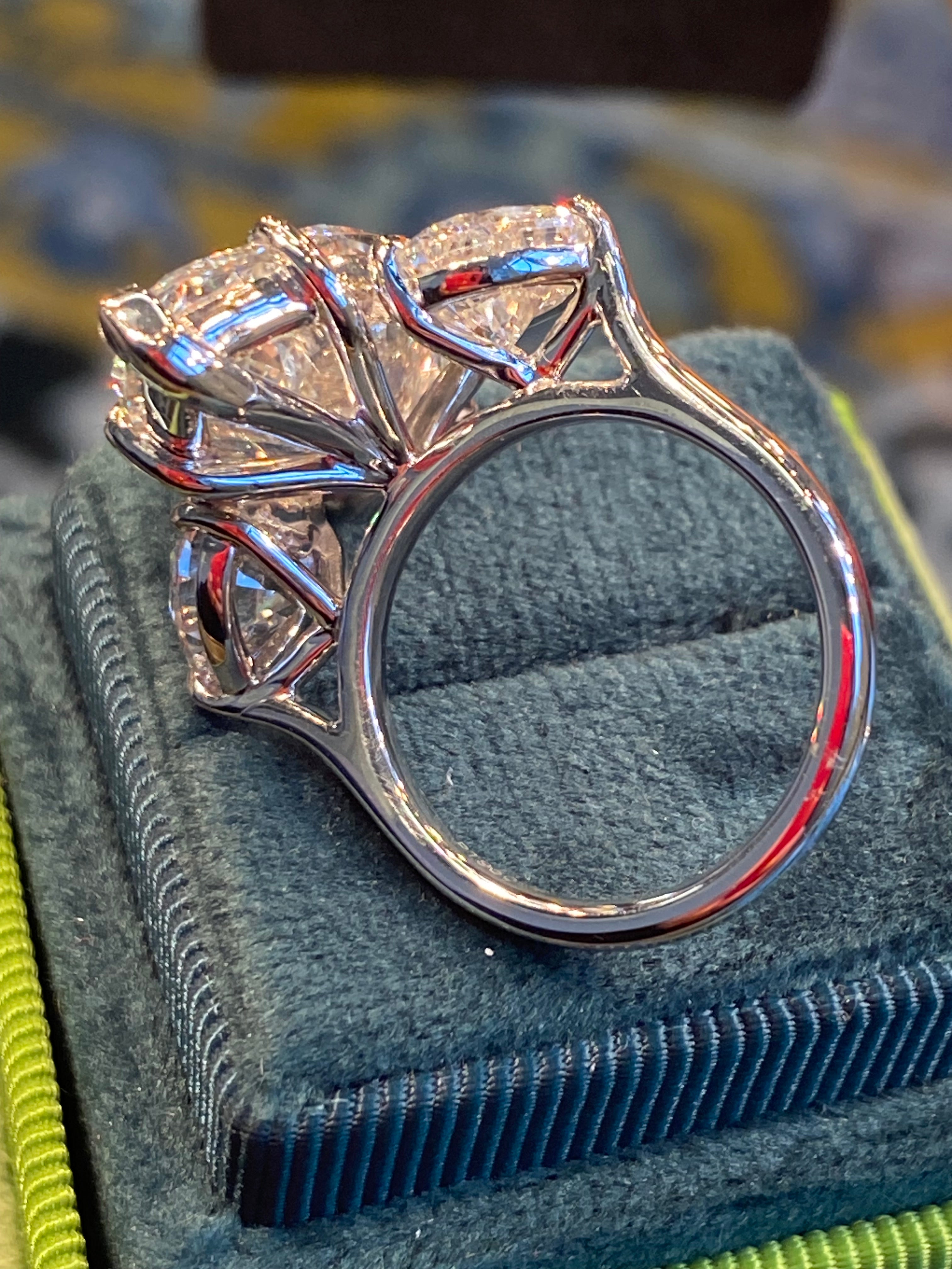 10.00 Carat Marquise Cut + 3.00CTW Heart Cut Lab Diamond Engagement Ring in Platinum