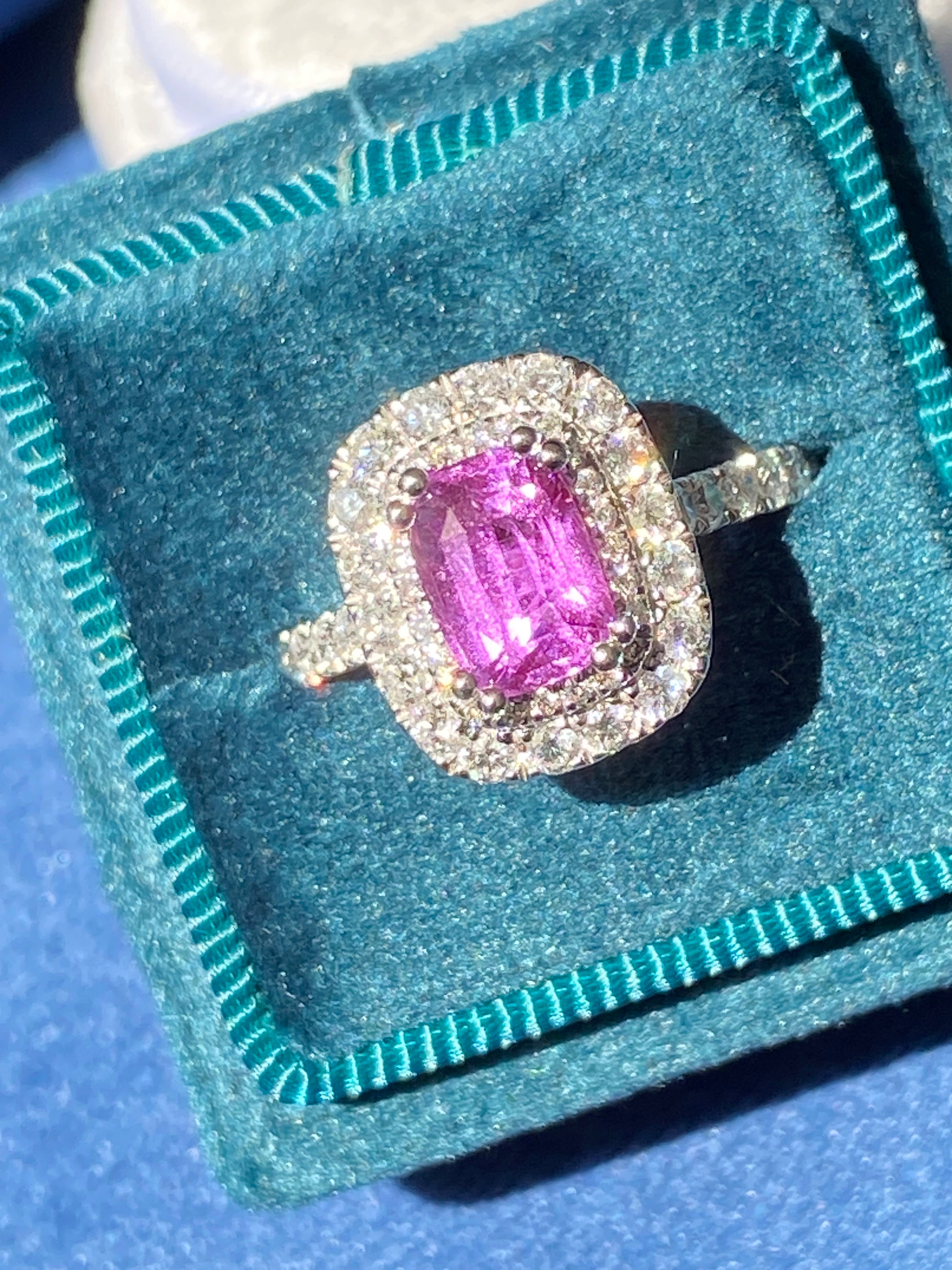 1.95 Carat Purple Sapphire and 0.97ctw Natural Diamond Halo Ring in Platinum