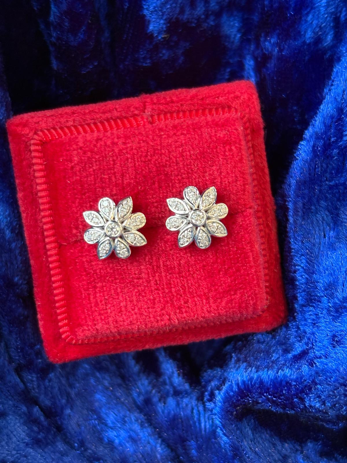 Snowflake Natural Diamond Stud Earrings in 18ct White Gold