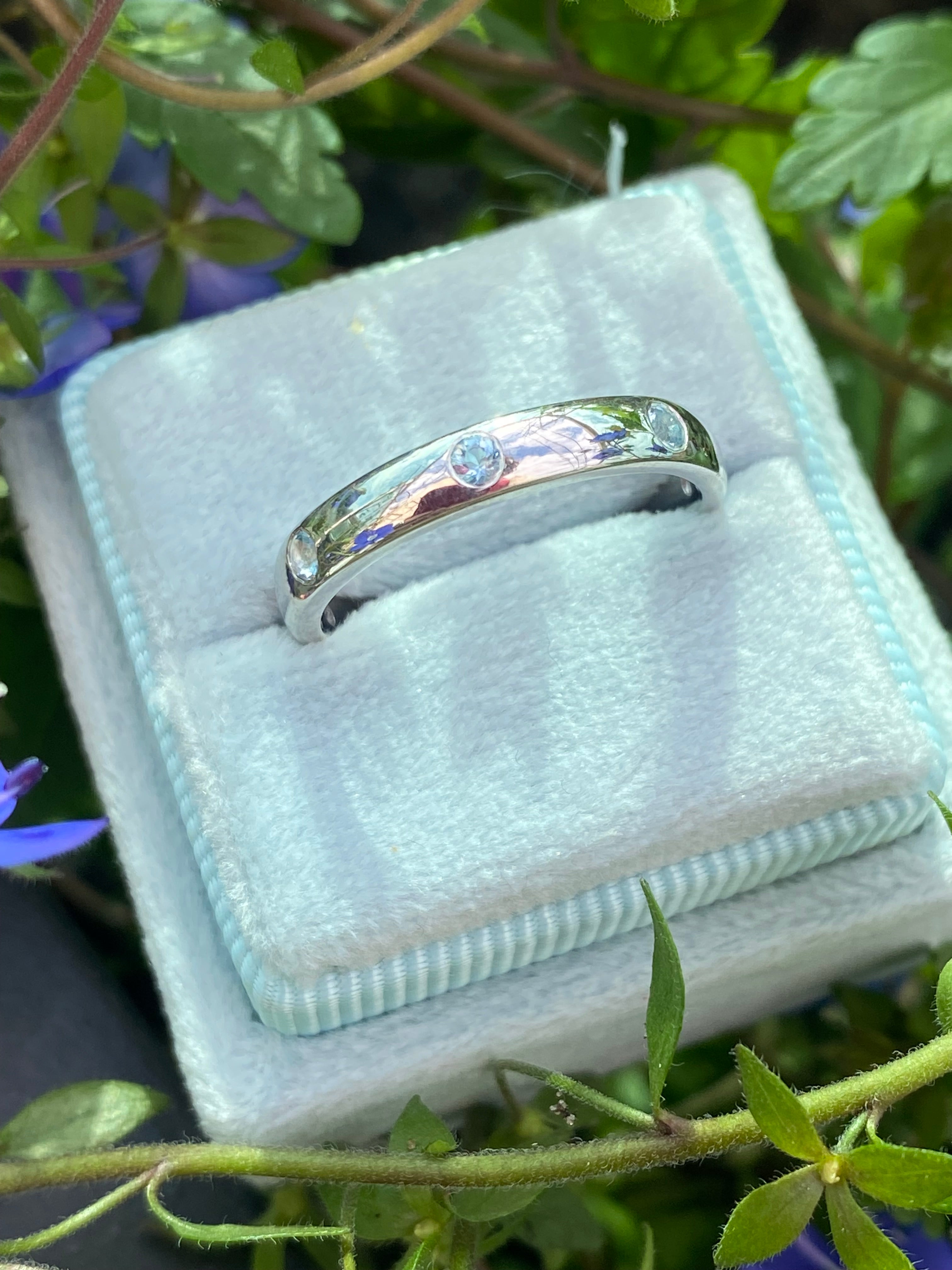 0.21ctw Aquamarine Eternity Stacking Ring