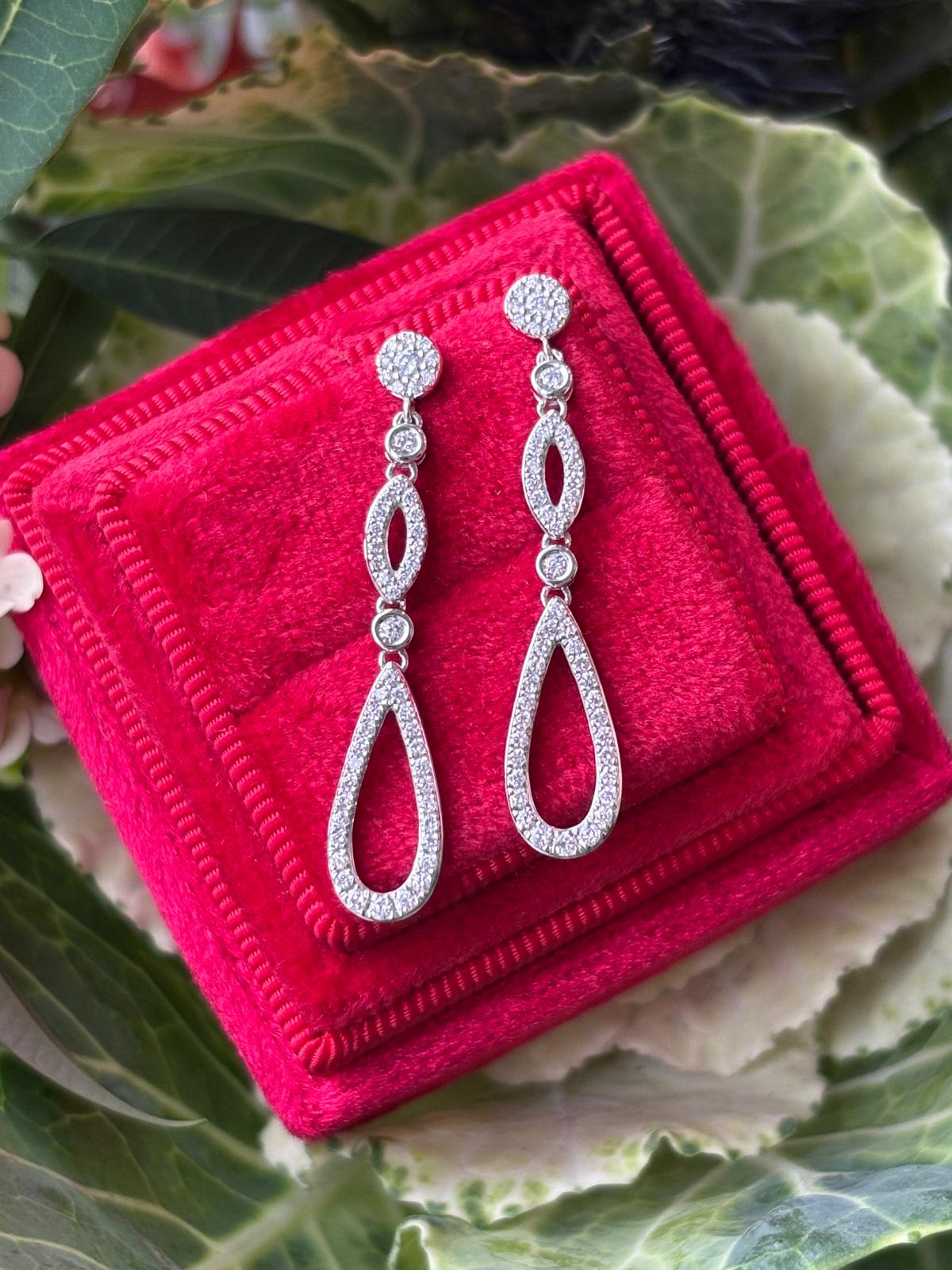 Statement Natural Diamond Drop Earrings in 18ct White Gold