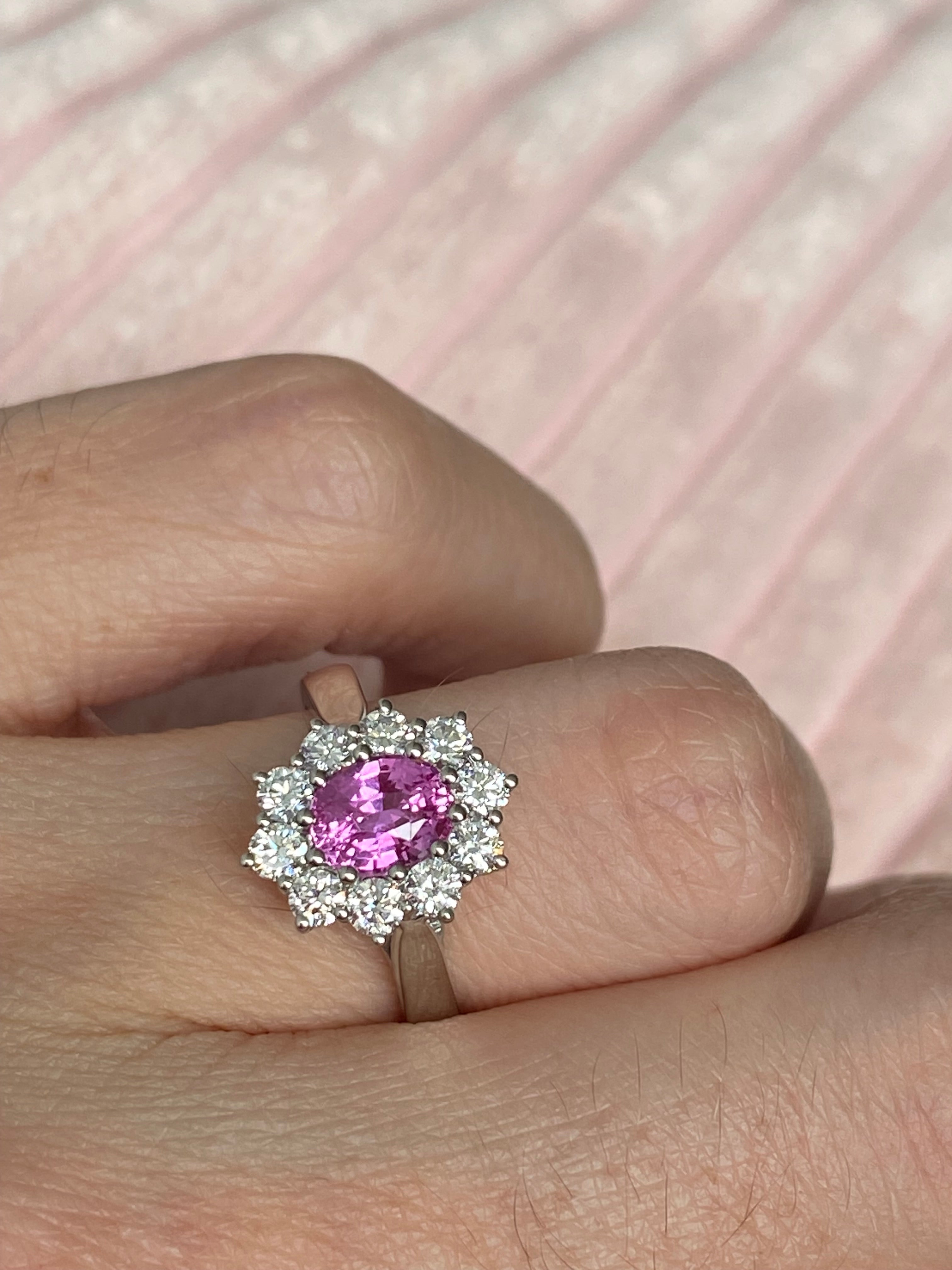1.81 CTW Pink Sapphire and Natural Diamond Ring in Platinum
