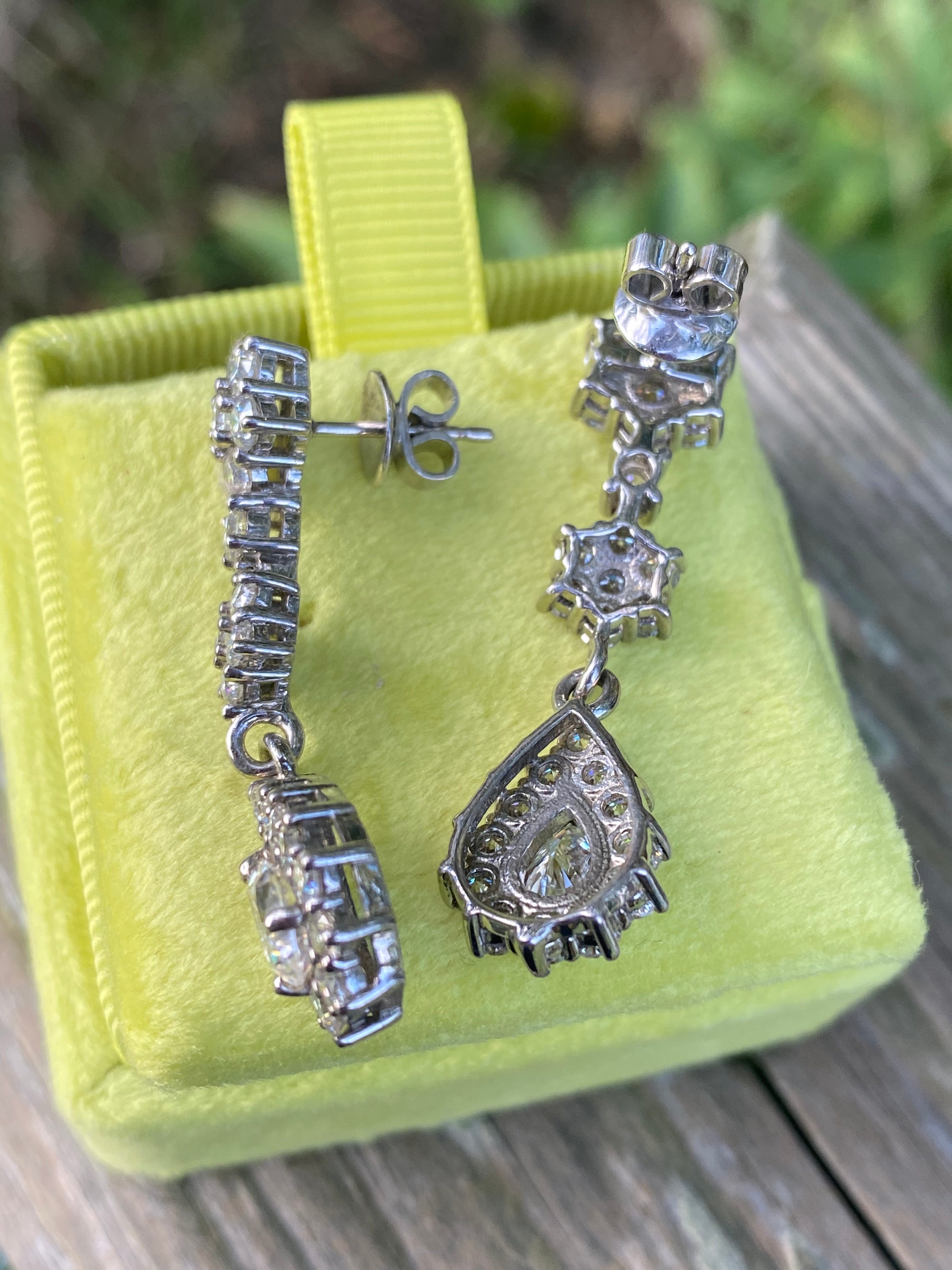 7.38 CTW Pear Cut Moissanite Drop Earrings in Sterling Silver