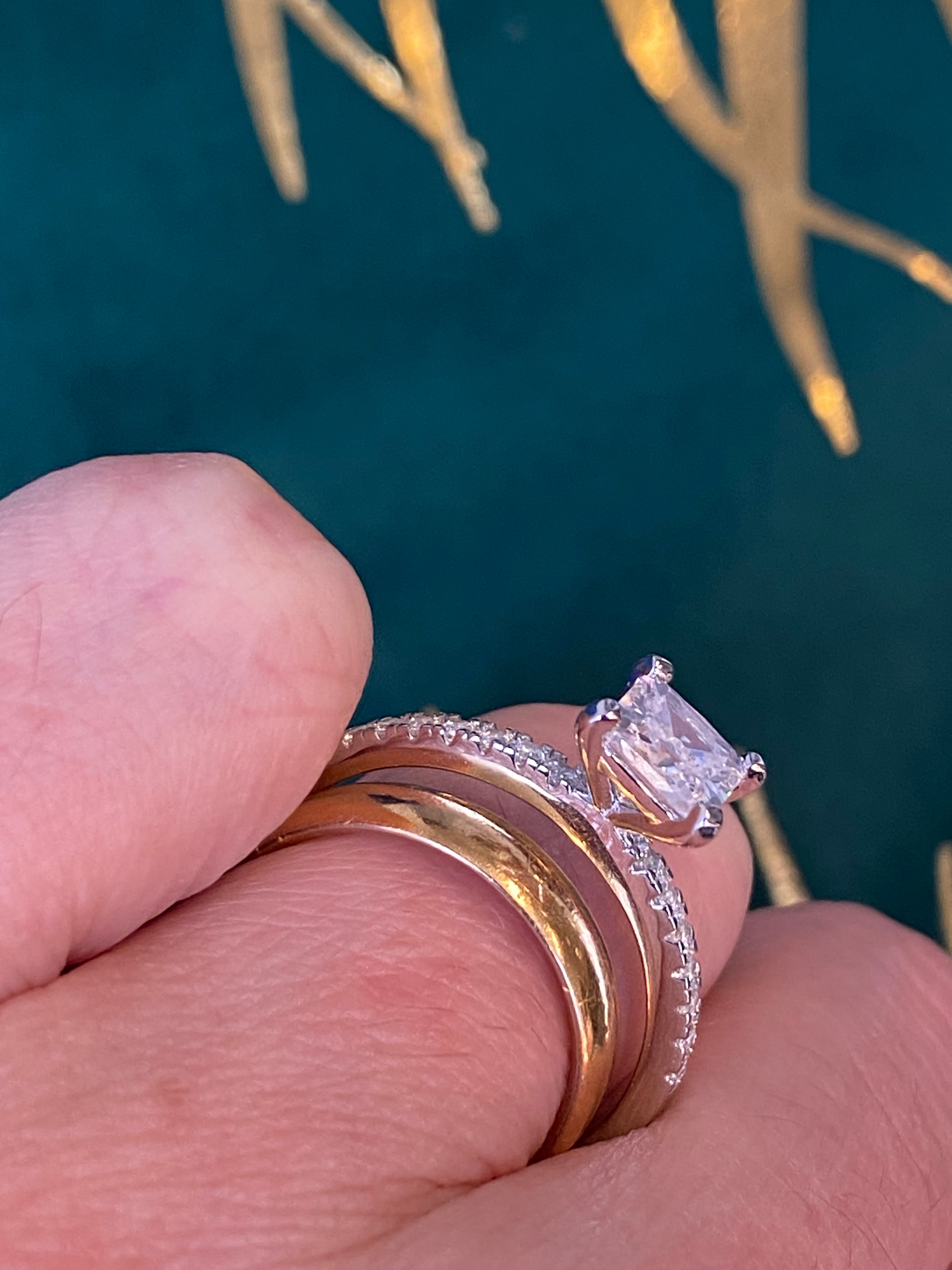 Asscher Cut Solitaire Moissanite Engagement Ring in Sterling Silver