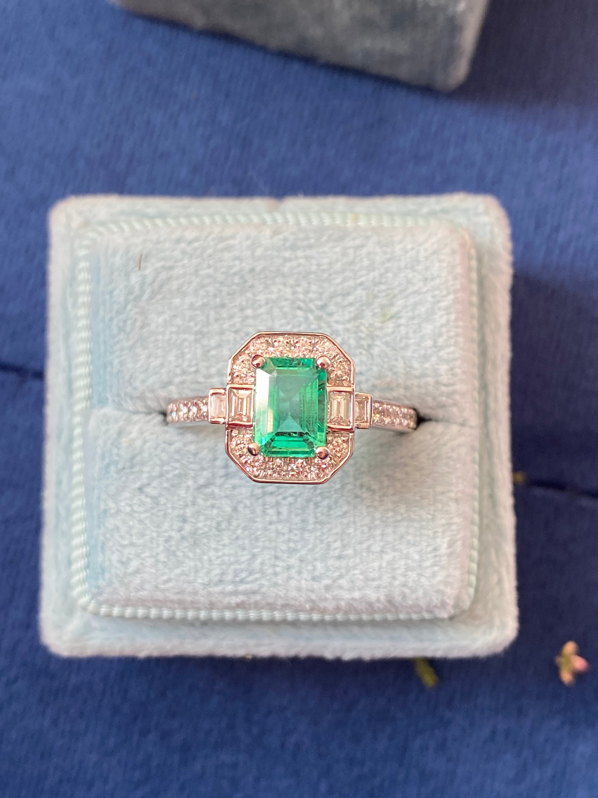 1.10 Carat Colombian Emerald and 0.46ctw Natural Diamond Ring in Platinum