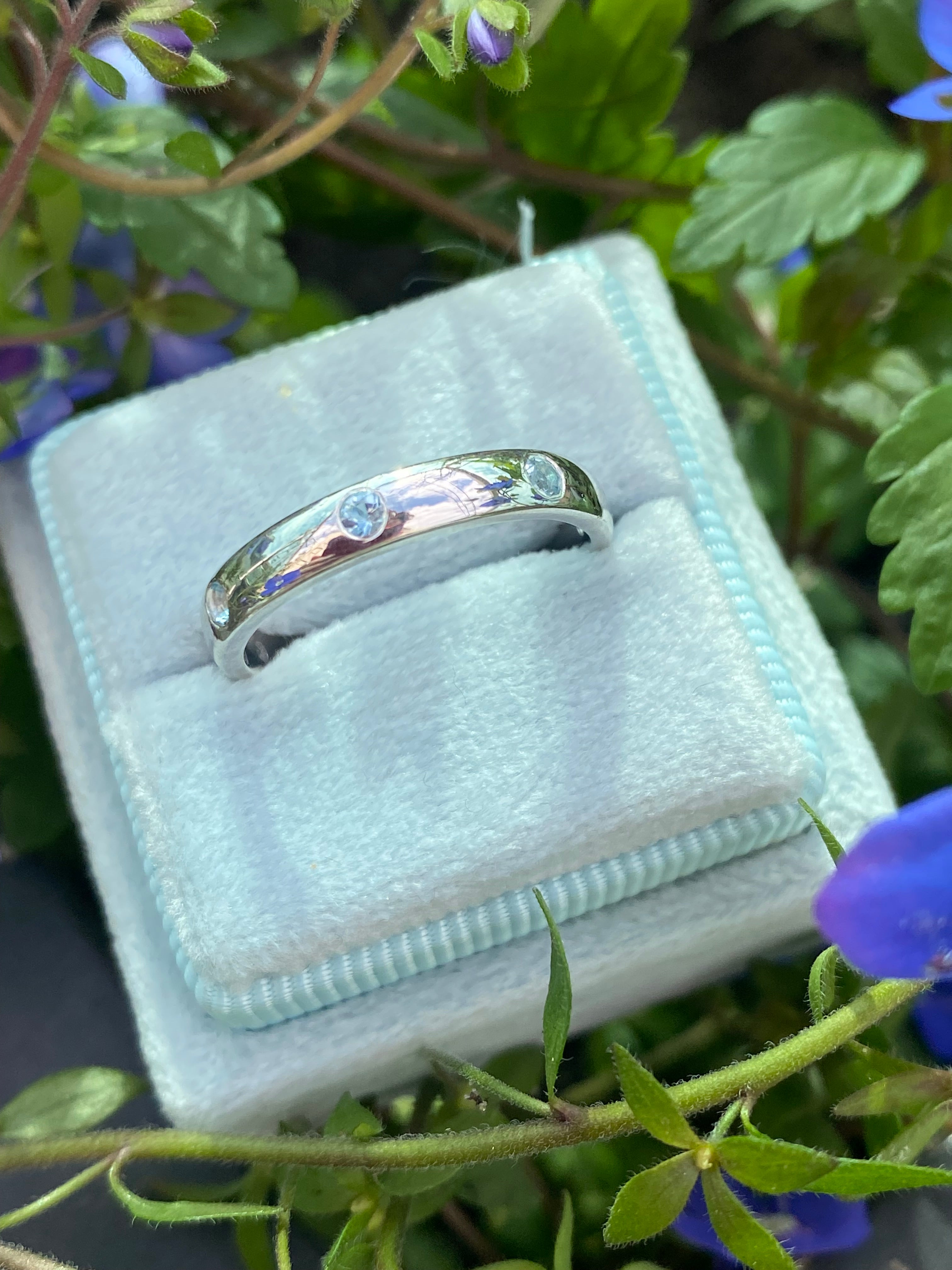 0.21ctw Aquamarine Eternity Stacking Ring