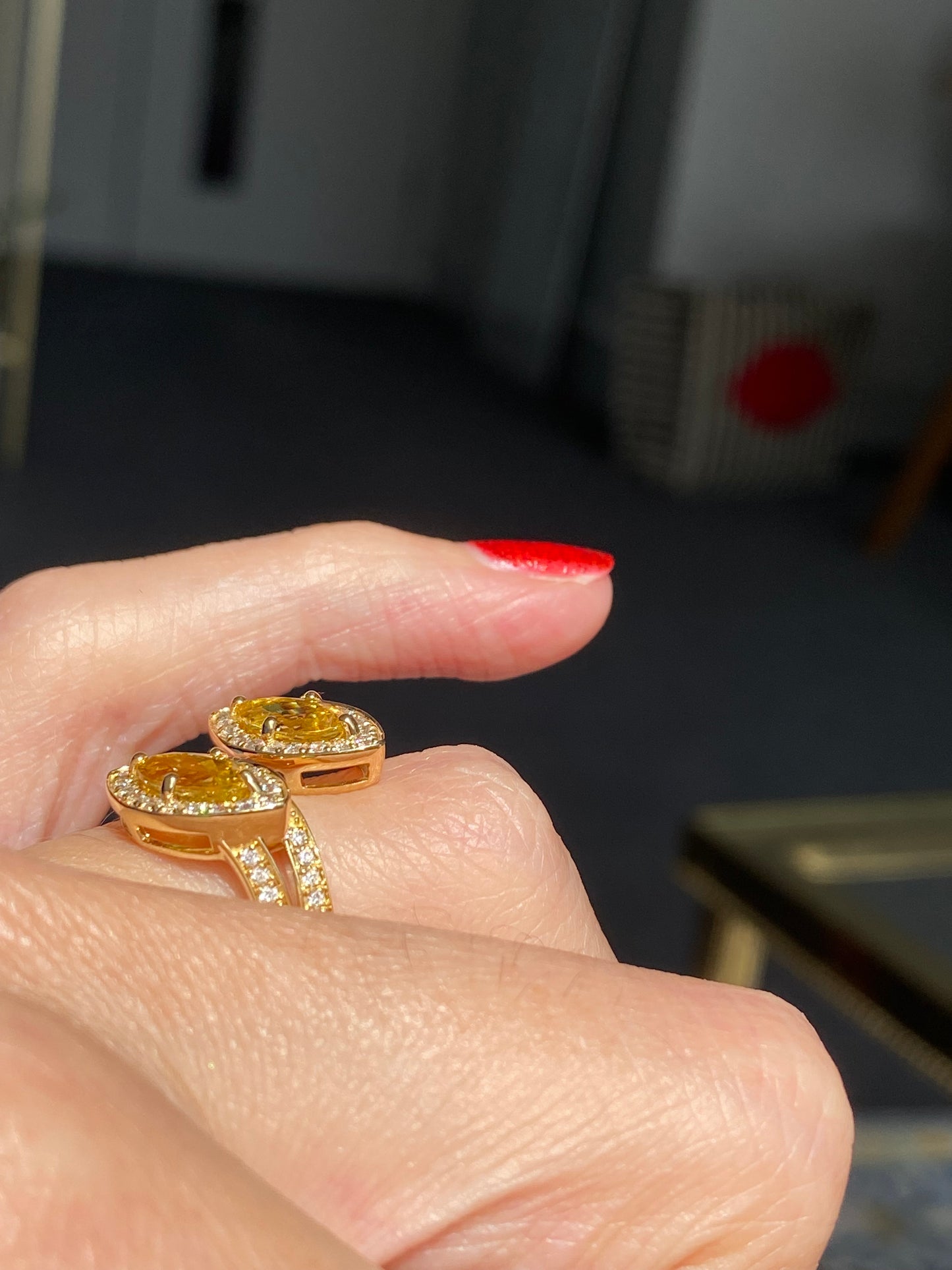 2.20ctw Yellow Ceylon Sapphire and 0.49ctw Natural Diamond Toi et Moi Ring in Platinum and 18ct Yellow Gold