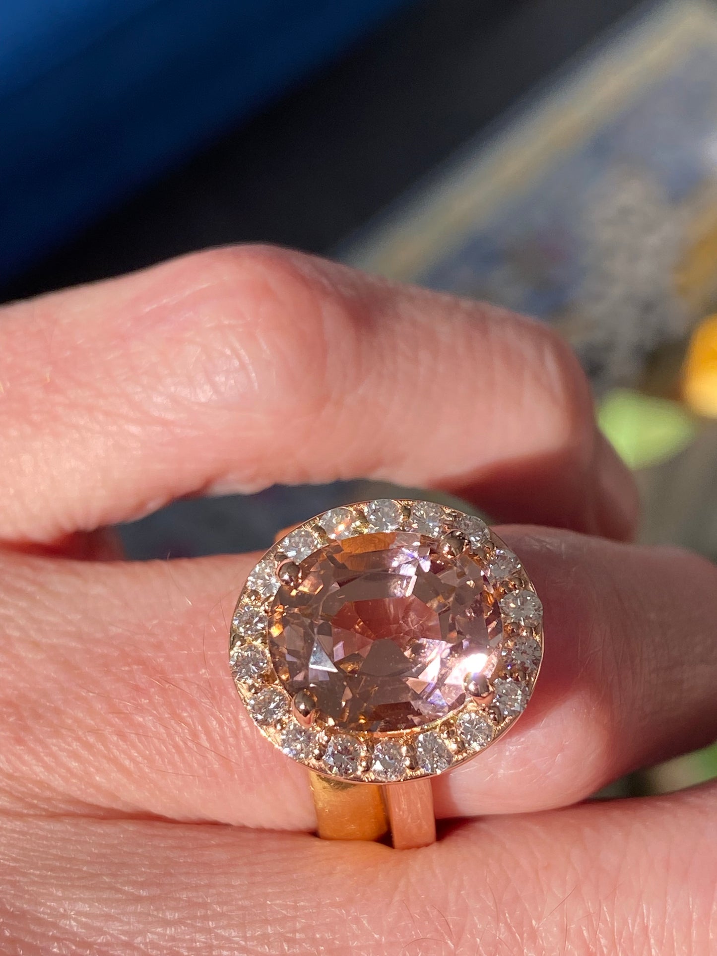 6.00 Carat Oval-Cut Pink Tourmaline and Diamond Halo Ring in 18ct Rose Gold