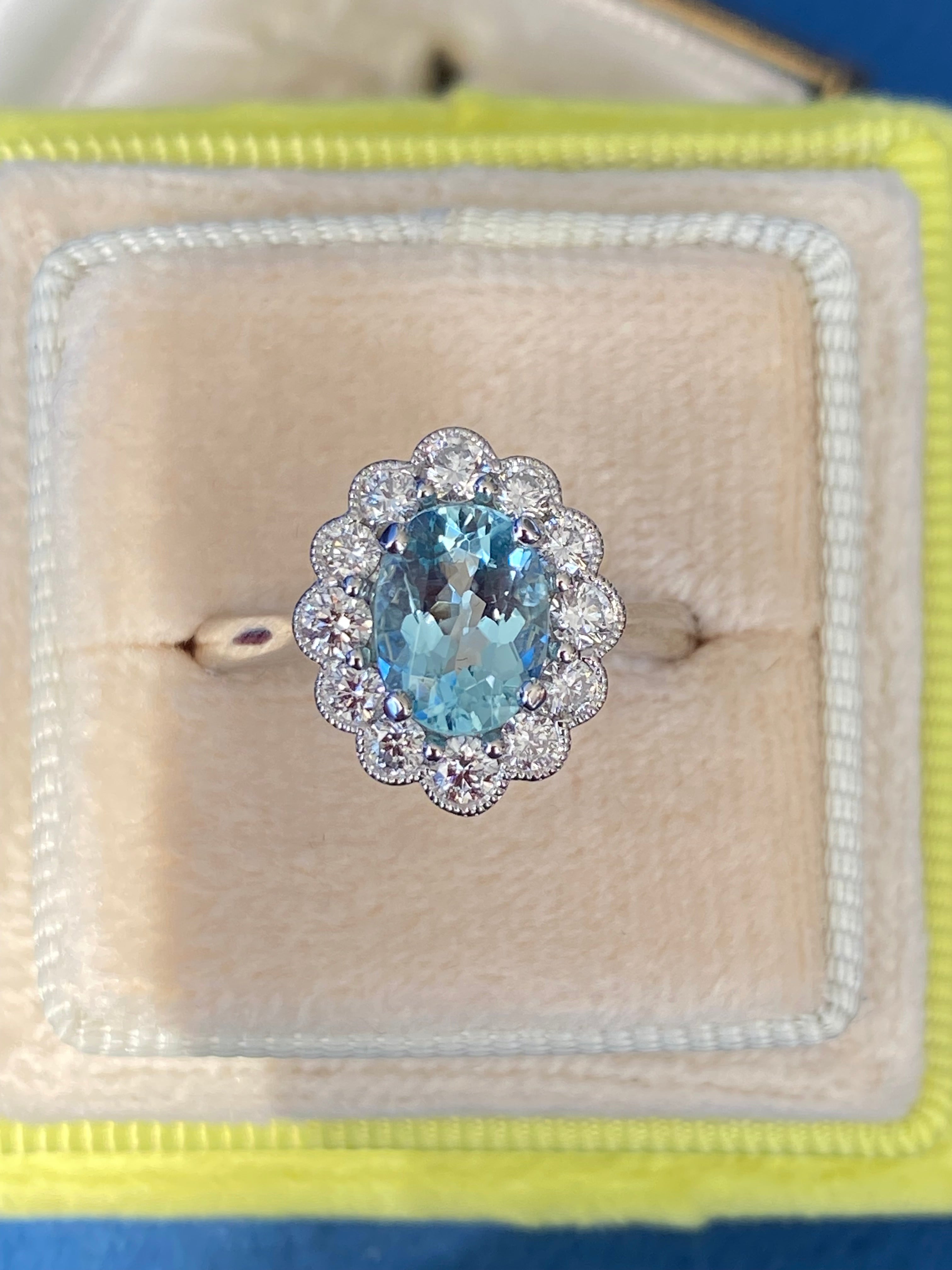 1.63 CTW Aquamarine and Diamond Ring in Platinum