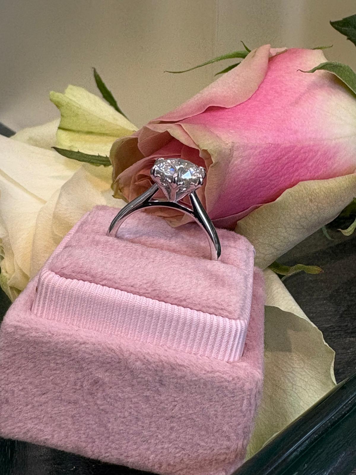 2.00 Carat Knife Edge Round Brilliant Moissanite Solitaire Ring