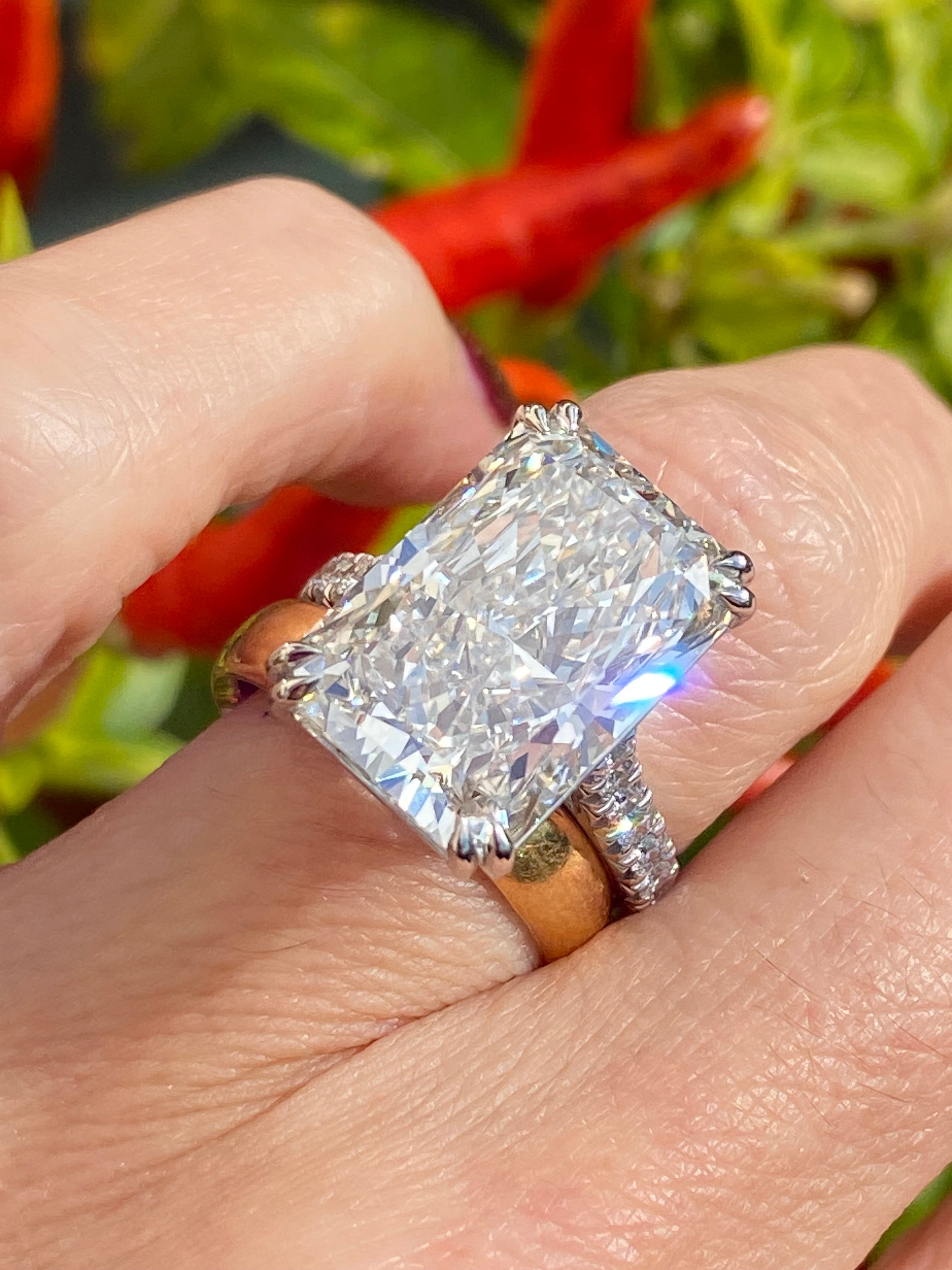 10.23 Carat Radiant Cut Lab Diamond Solitaire Engagement Ring in Platinum