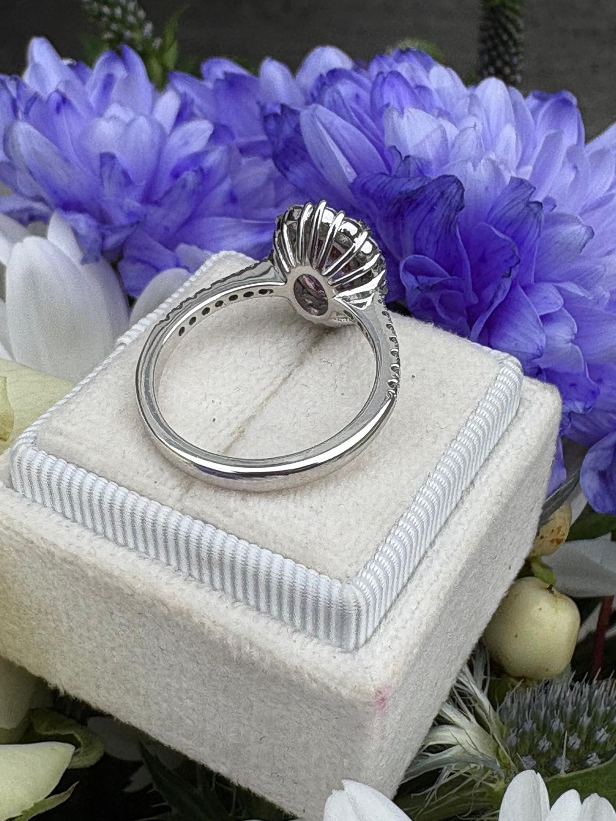 2.05 Carat Pink Tourmaline and Moissanite Ring in Sterling Silver