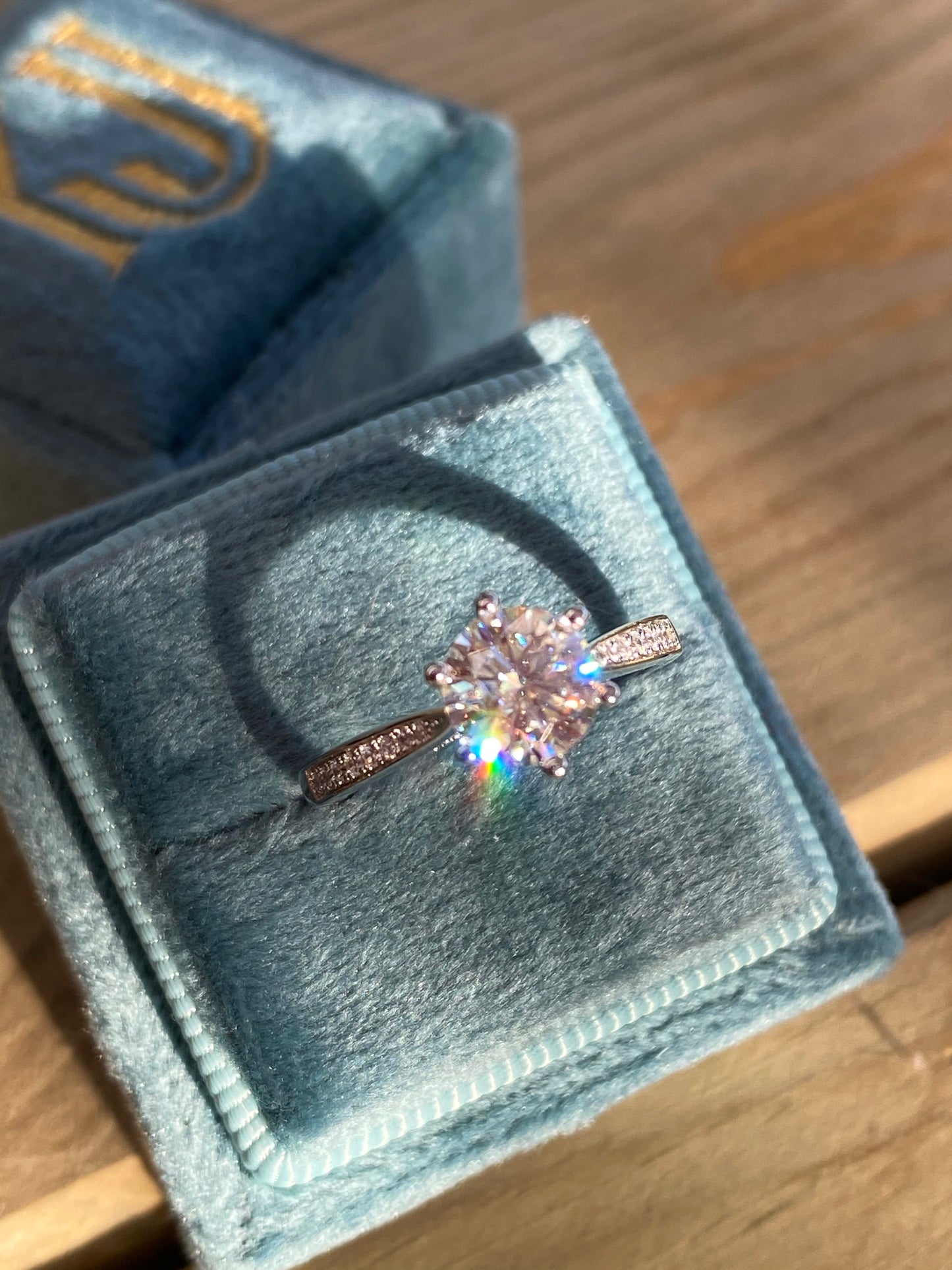 1.00 Carat Round Cut Solitaire Moissanite Engagement Ring