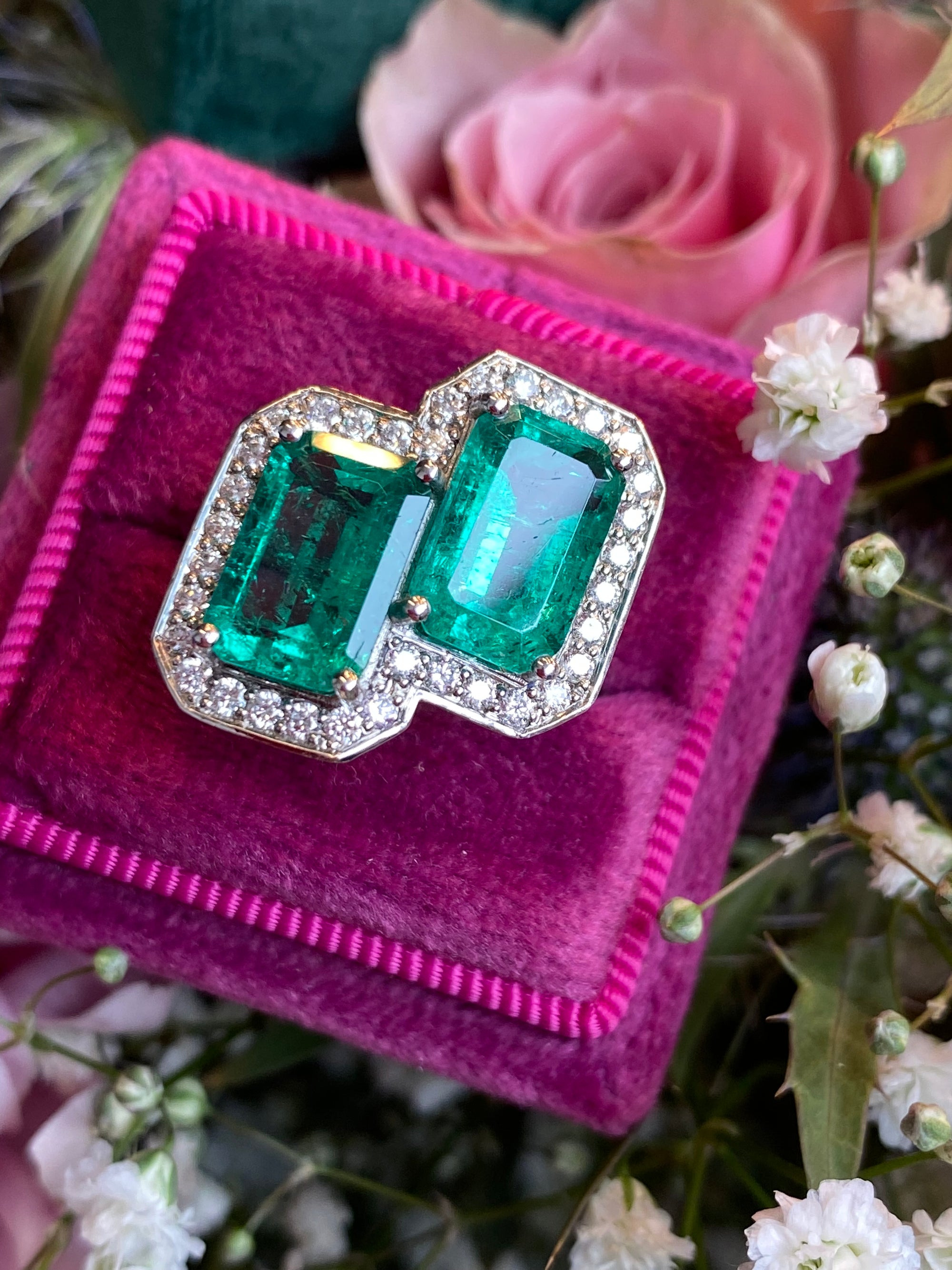 5.37 CTW Colombian Emerald and Natural Diamond Ring in Platinum