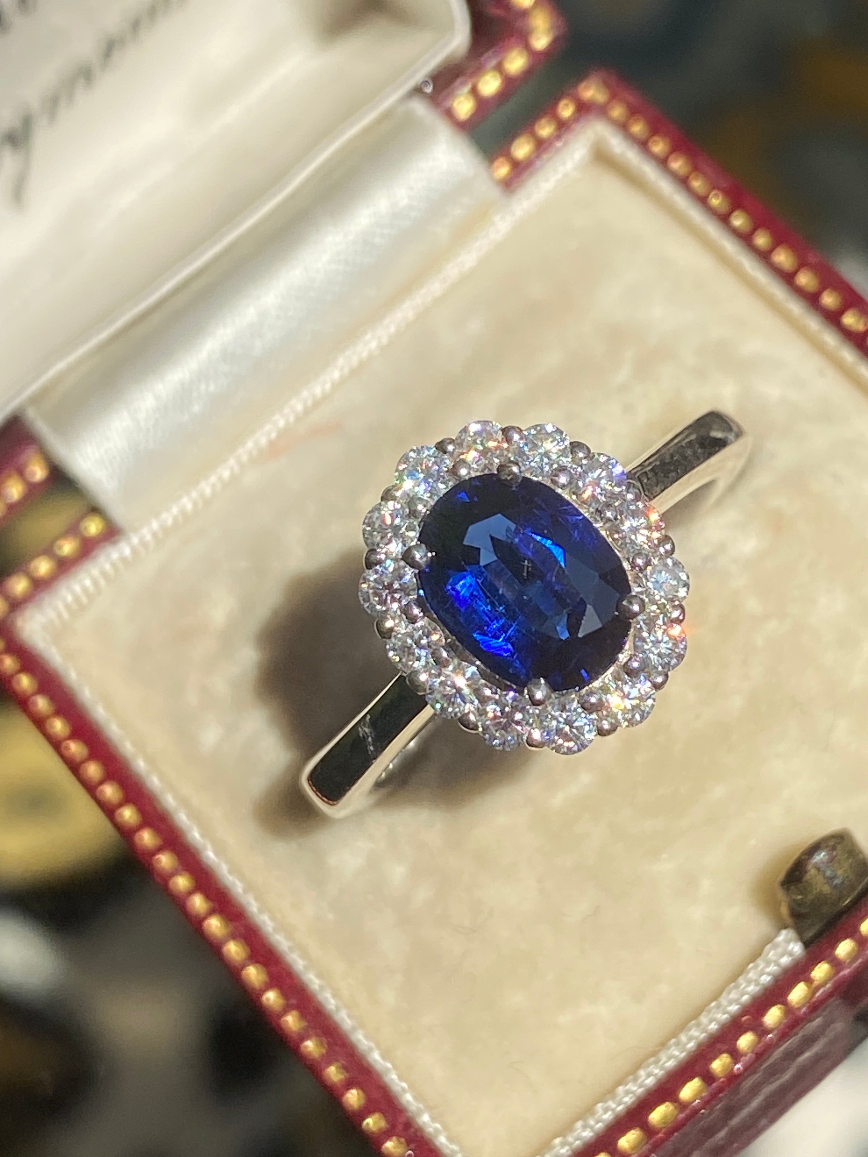 2.00 CTW Oval Cut Kyanite Moissanite Halo Ring in Sterling Silver